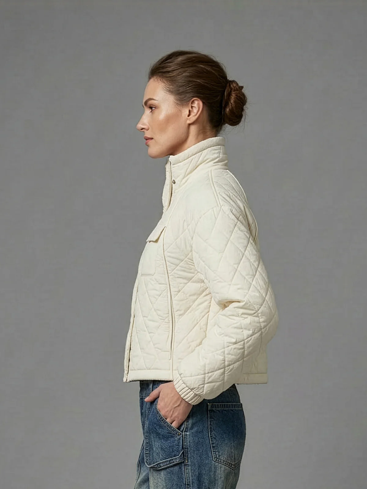 Odette Off White Polyester Solid Jacket For Women - Image 2