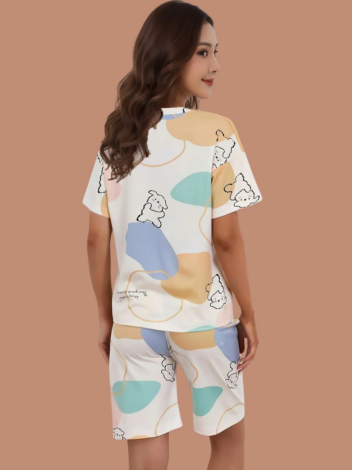 Odette Off White Printed Night Suits For Women - Image 3