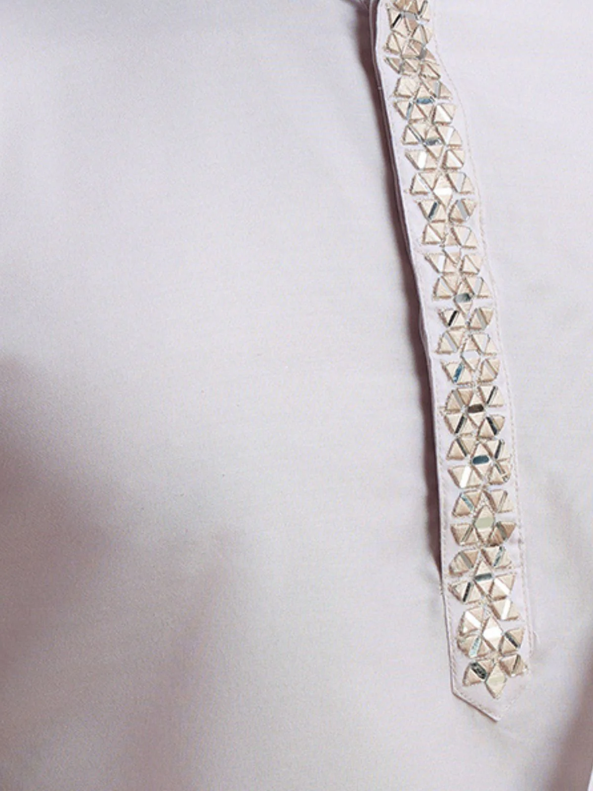Odette Off White Rayon Mirror Work Stitched Kurta With Dupatta For Men - Image 6