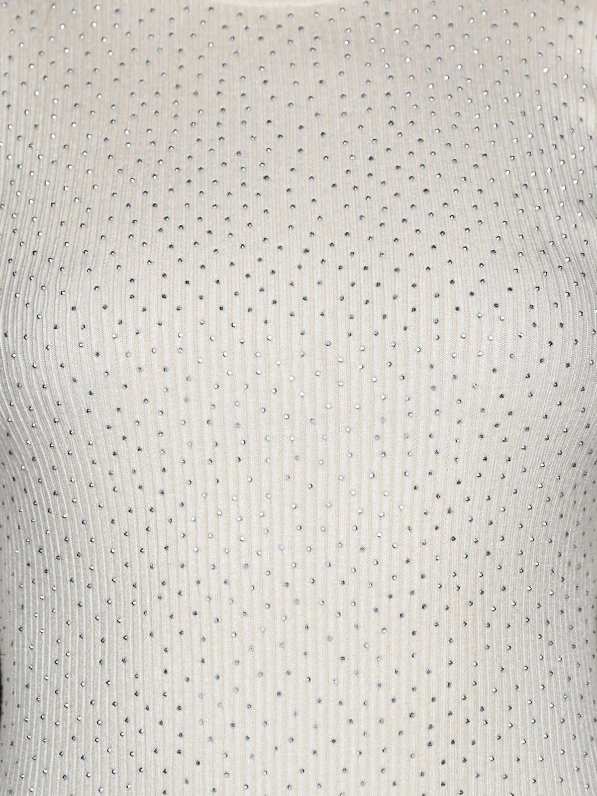 Odette Off White Ribbed Cotton Embellished Dress For Women - Image 6