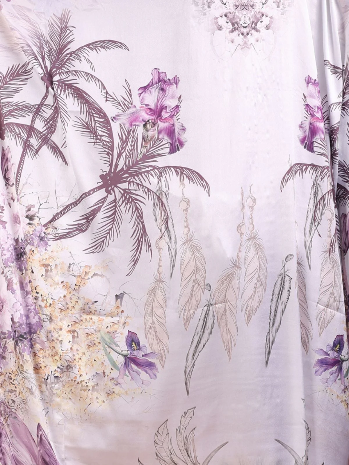 Odette Lavender Satin Printed Kaftan For Women - Image 5