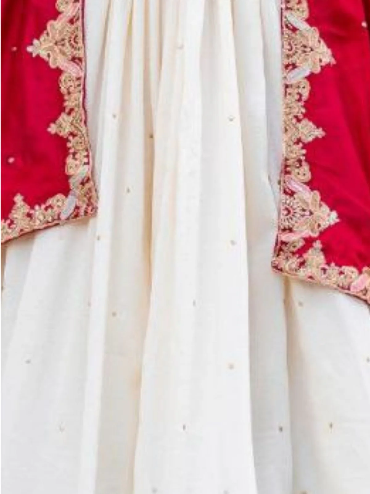Odette Off White Silk Blend Embellished Semi Stitched Lehenga For Women - Image 5