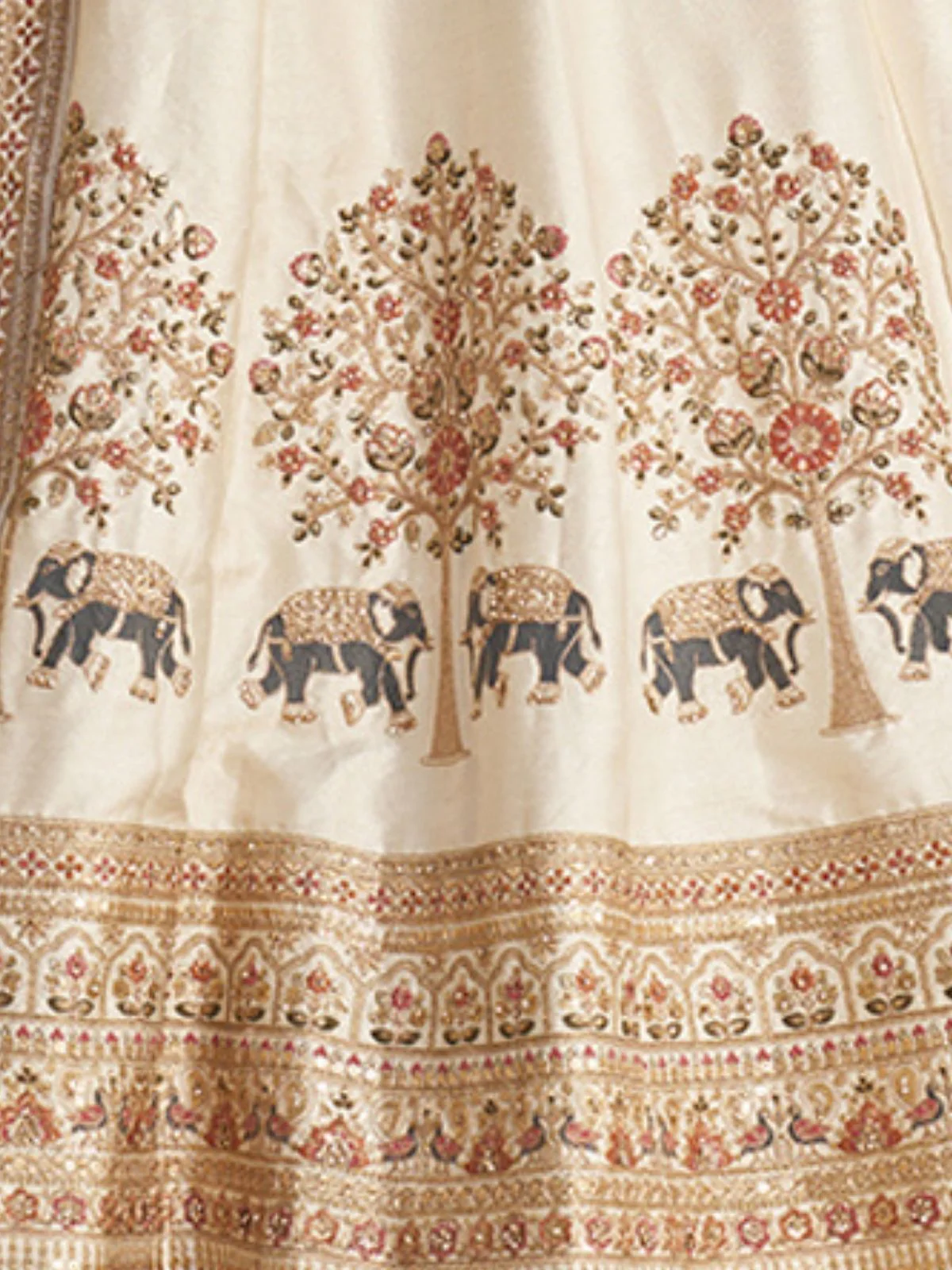 Odette Off White Silk Blend Embroidered Semi-Stitched Lehenga For Women - Image 4