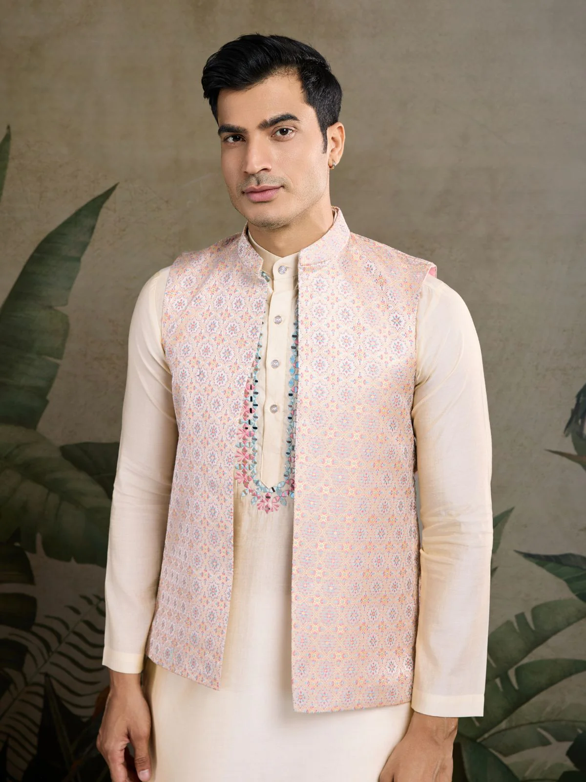 Odette Ivory Silk Blend Embellished Kurta For Men - Image 5