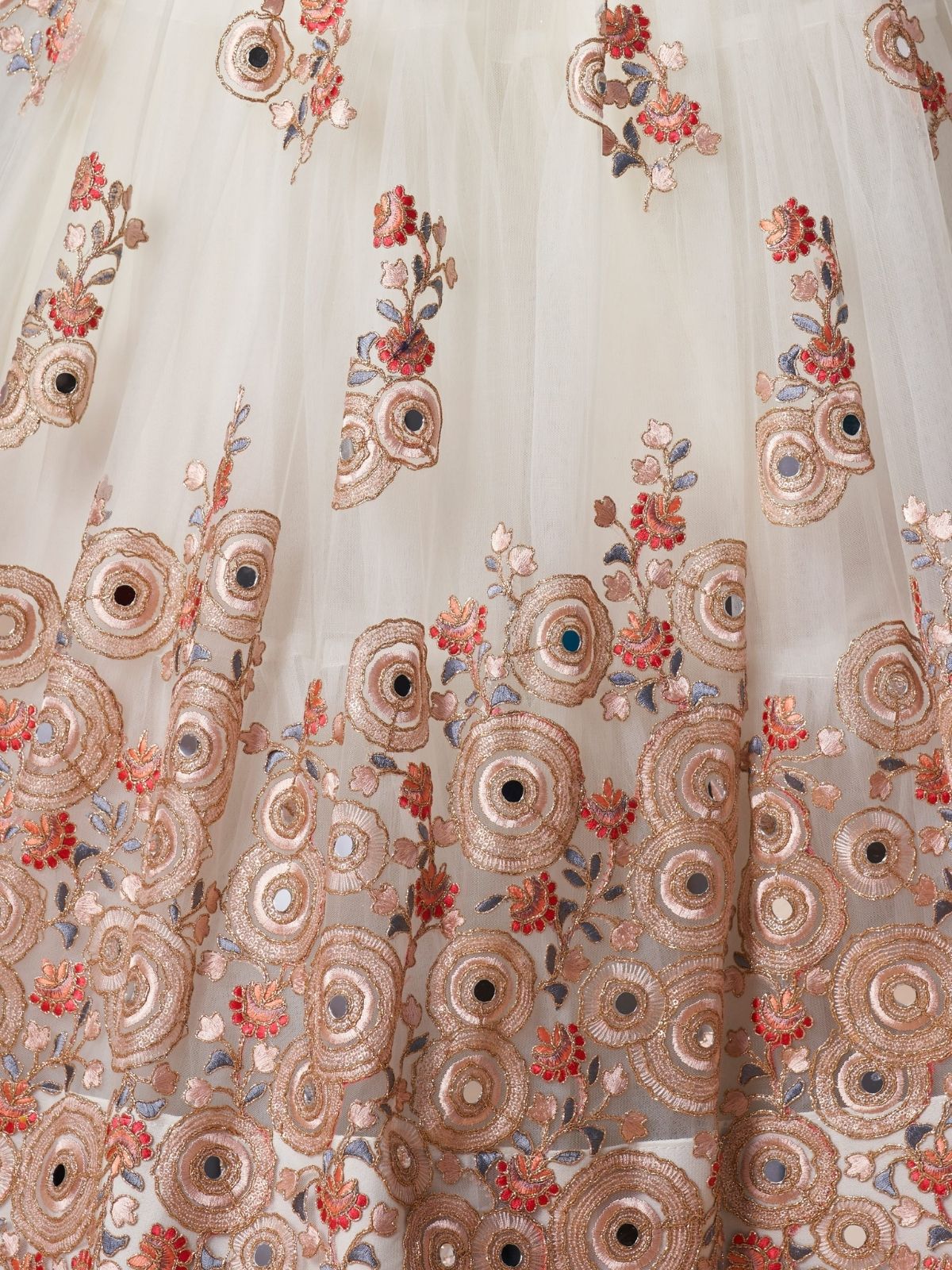 Odette Off White Soft Net Embroidered Semi Stitched Lehenga With Blouse For Women - Image 7