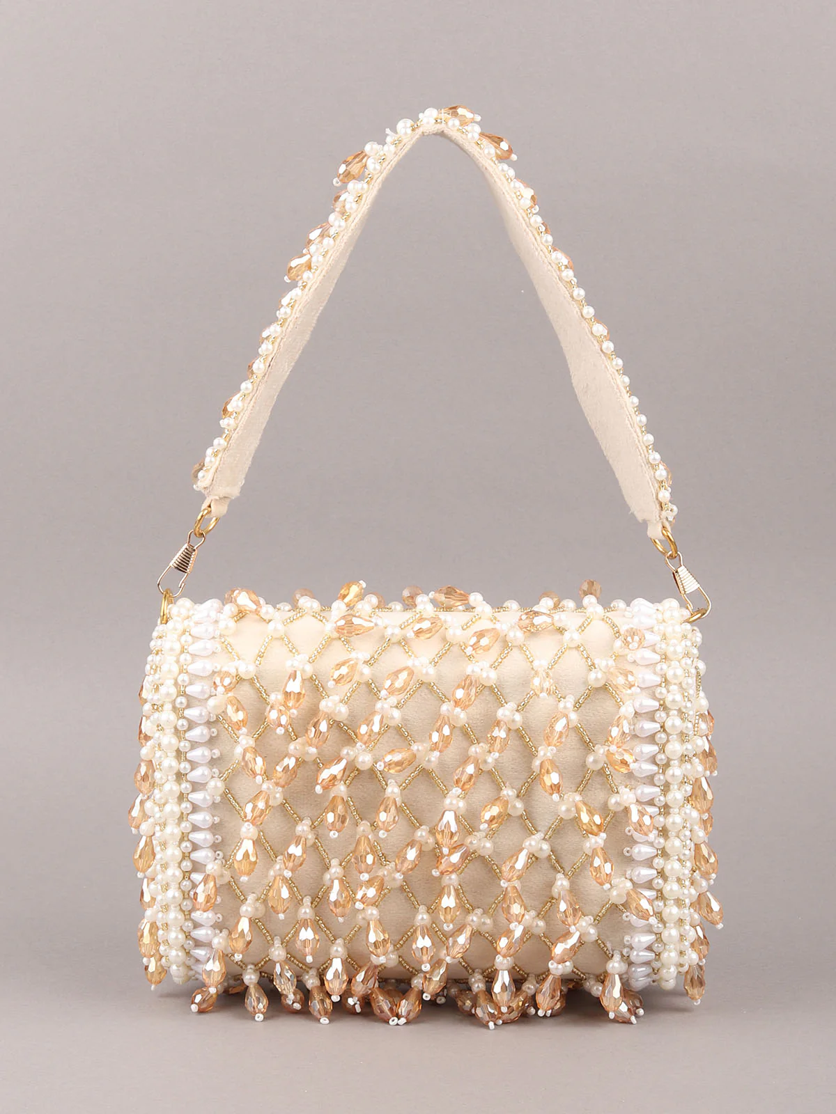 Odette Off White Tassels Embellished Clutch For Women - Image 5