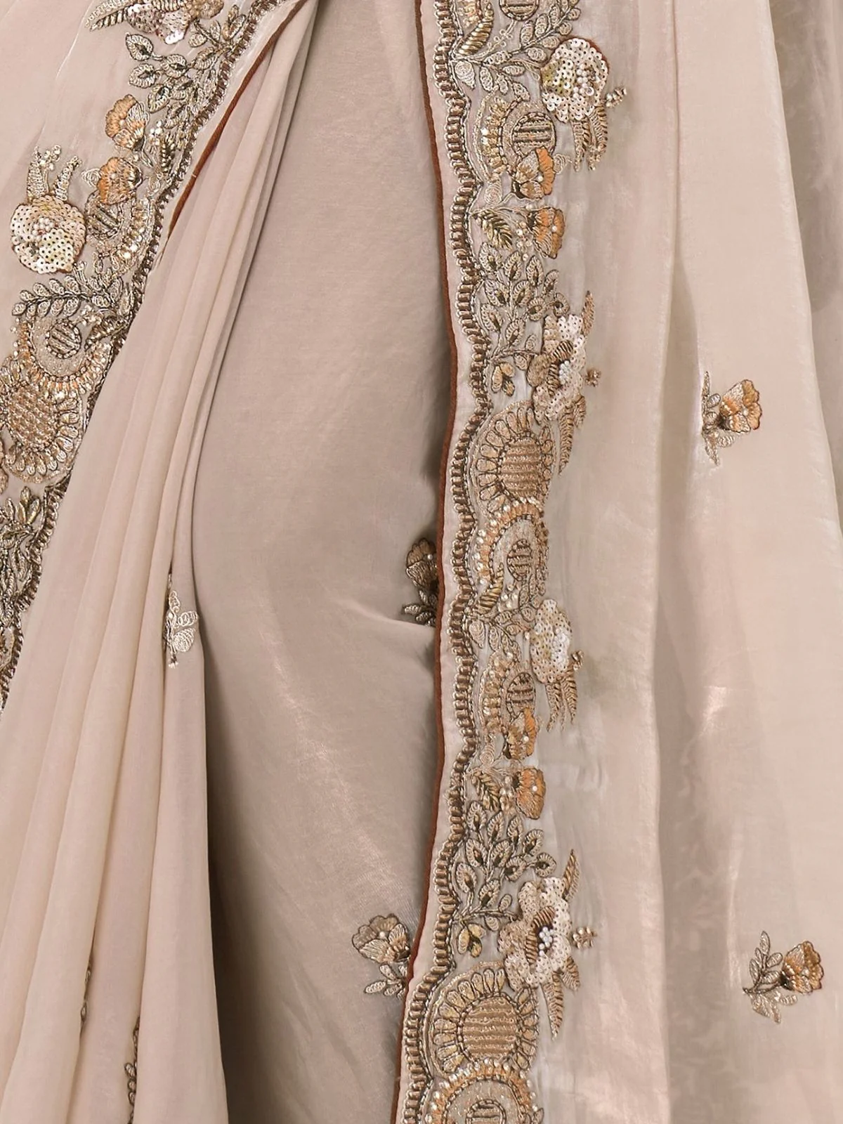 Odette Off White Viscose Silk Embroidered Saree For Women - Image 6