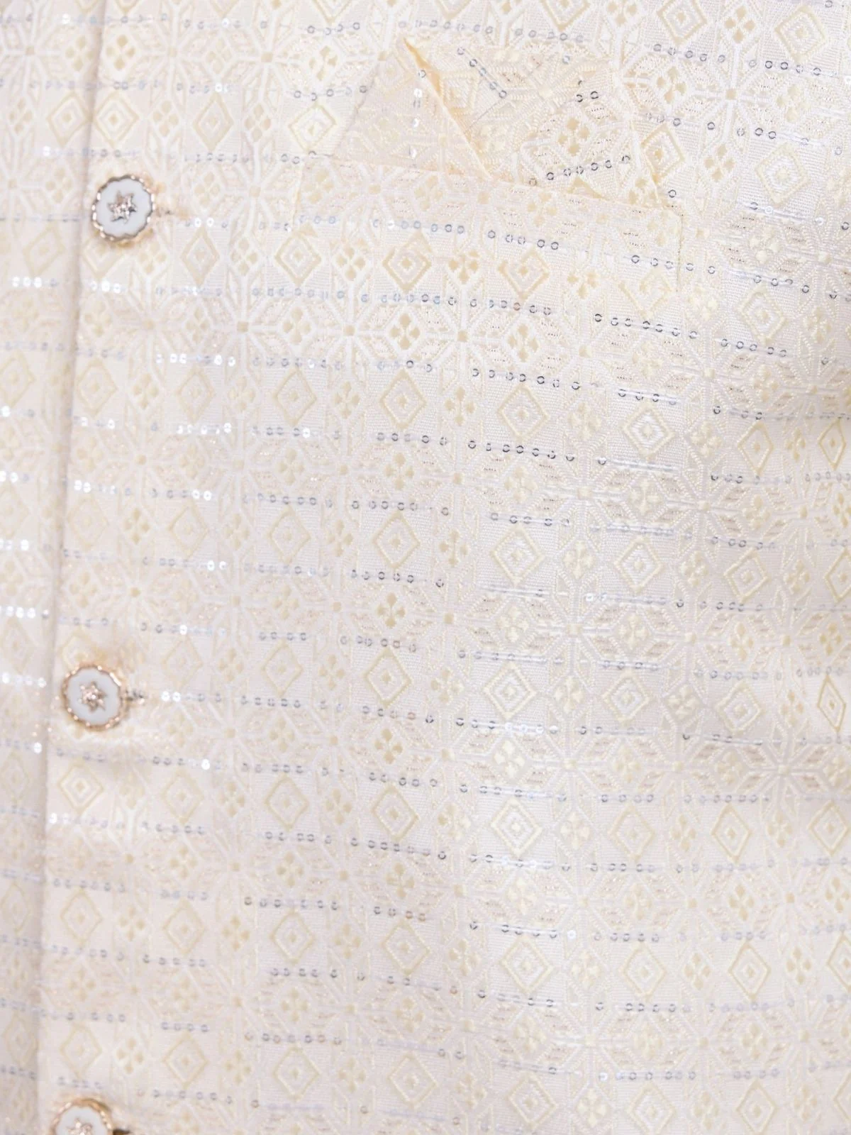 Odette Off White Viscose Silk Woven Stitched Kurta For Men - Image 7