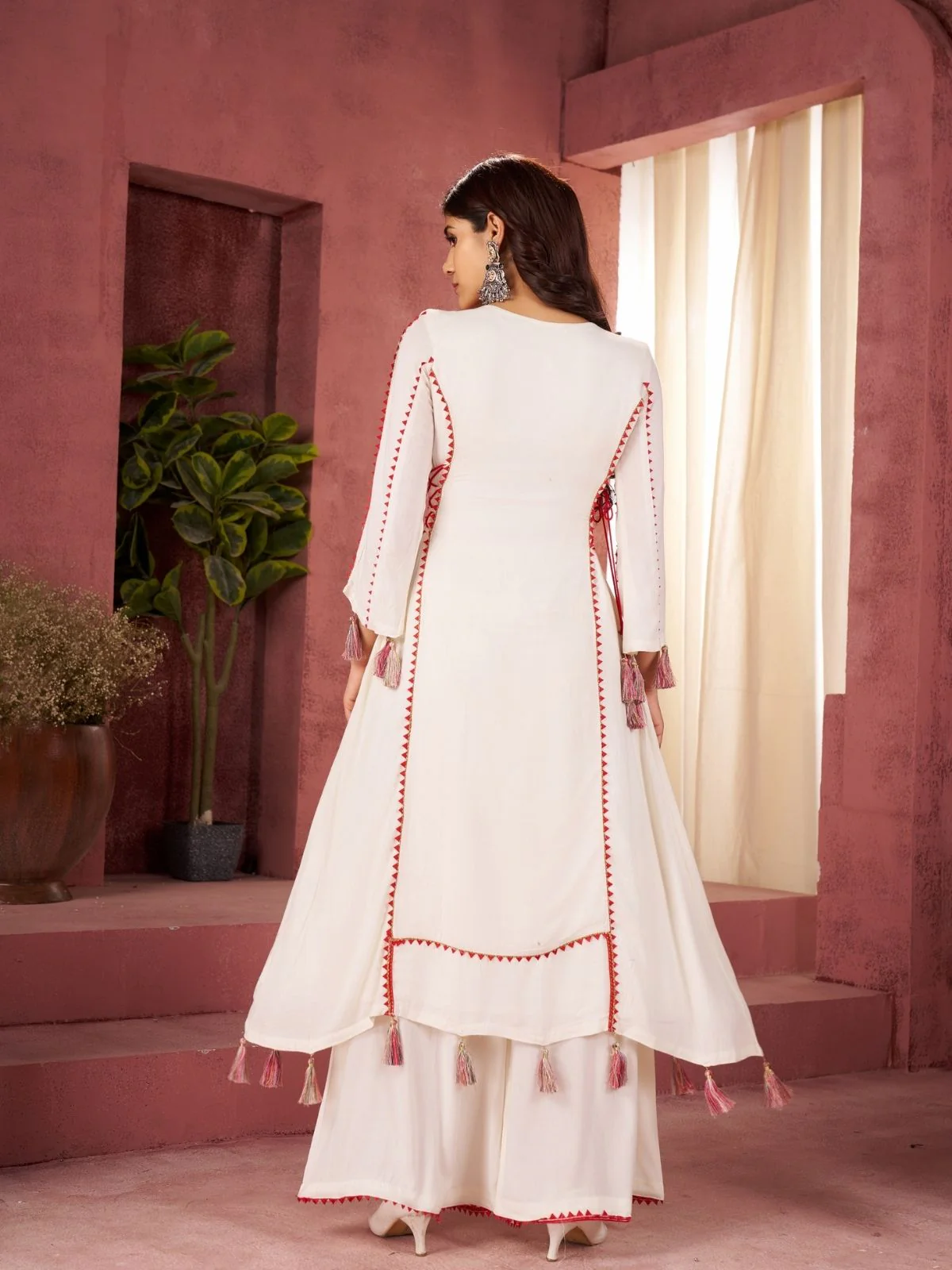 Odette Offwhite Rayon Embroidered Stitched Kurta Set For Women - Image 2