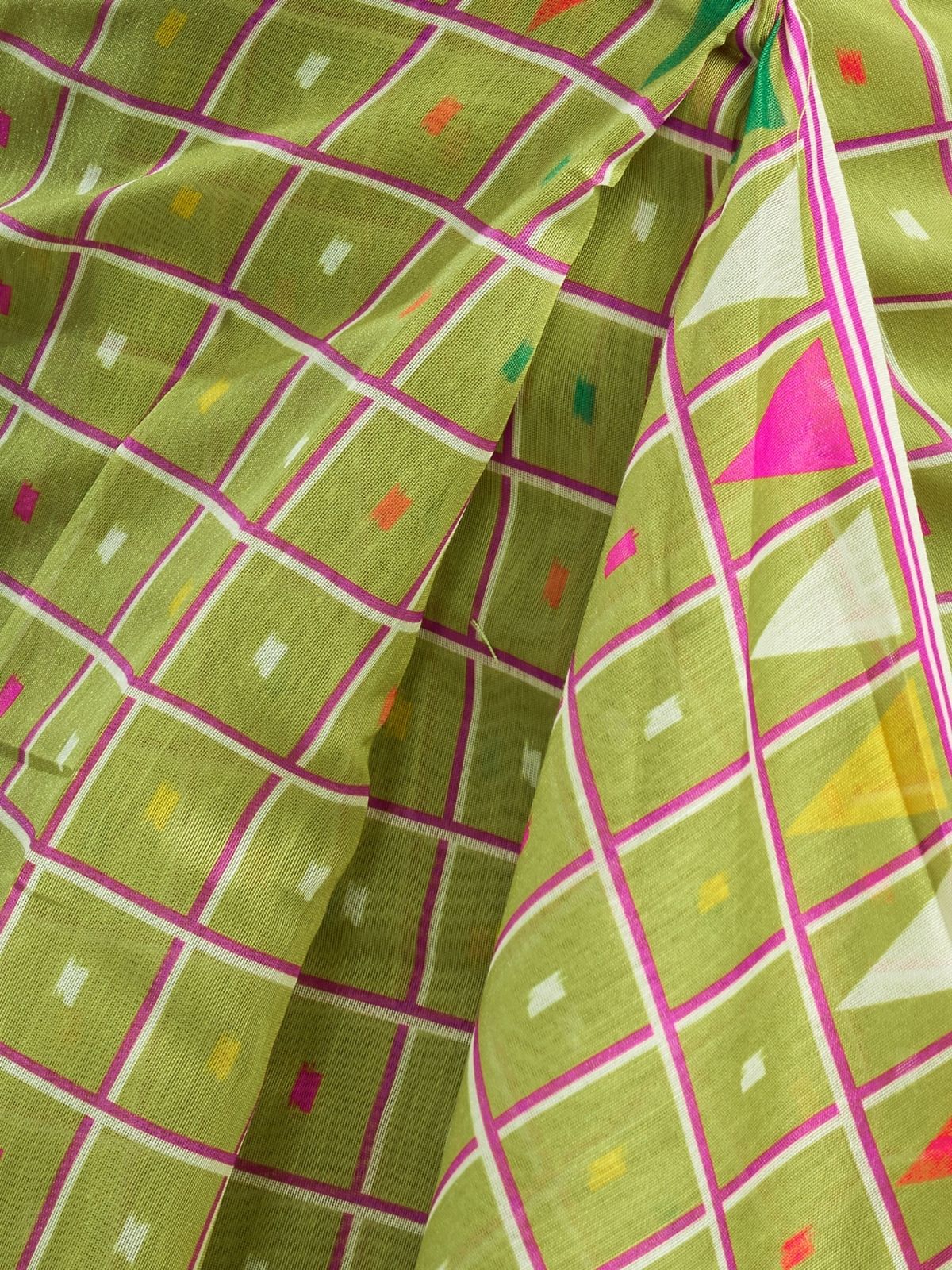 Odette Olive Cotton Linen Zari Work Saree For Women - Image 6