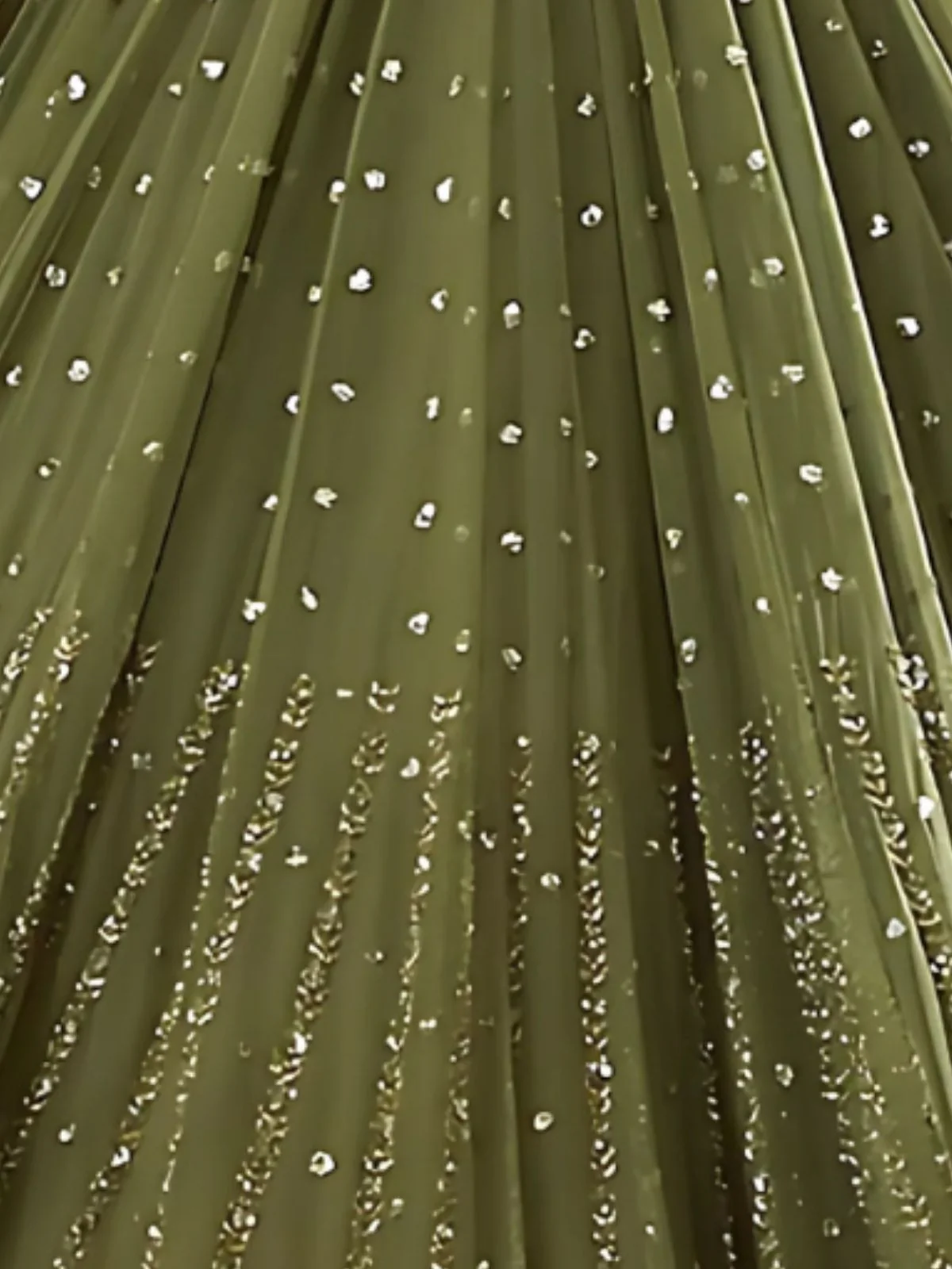 Odette Olive Georgette Embellished Semi-Stitched lehenga For Women - Image 5
