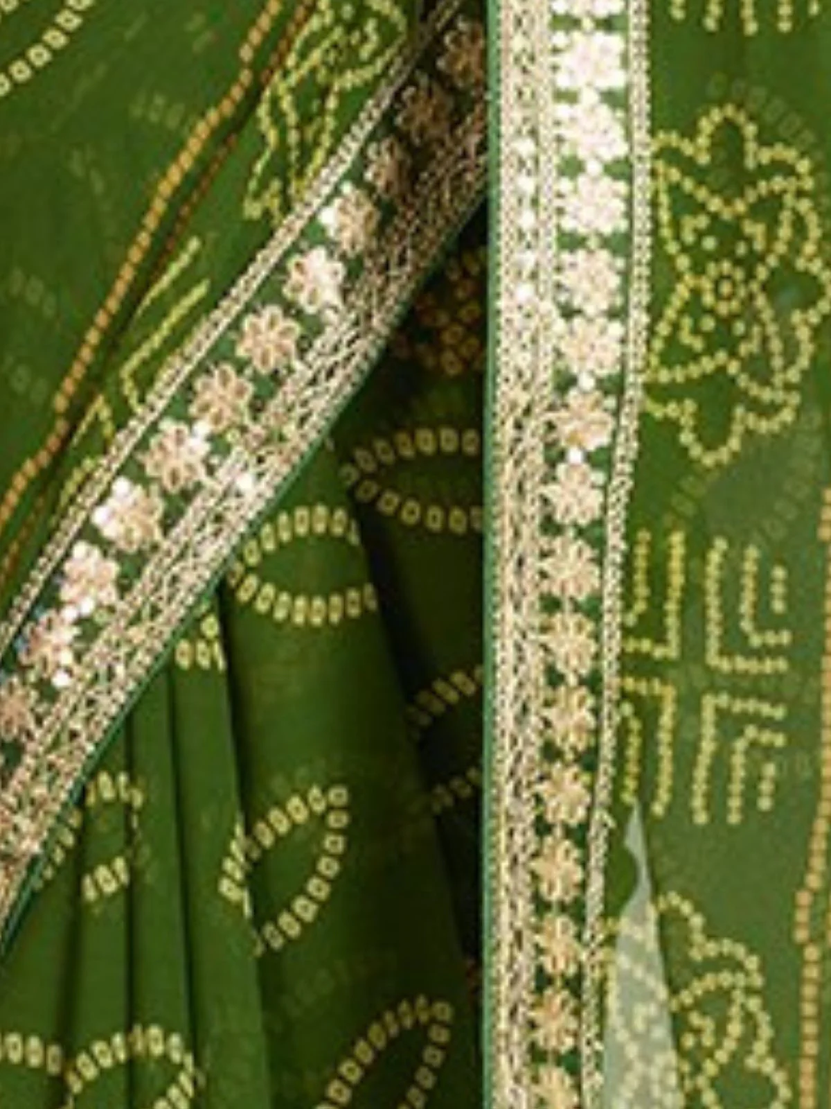 Odette Olive Georgette Printed Saree For Women - Image 3