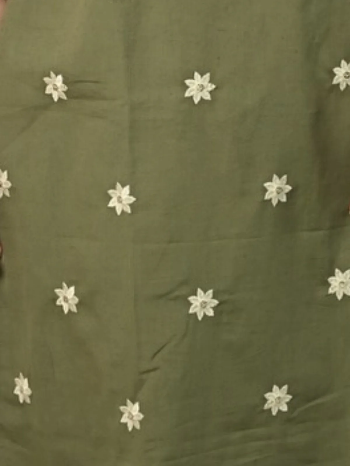 Odette Olive Green Cotton Blend Embroidered Stiched Kurta Set For Women - Image 6