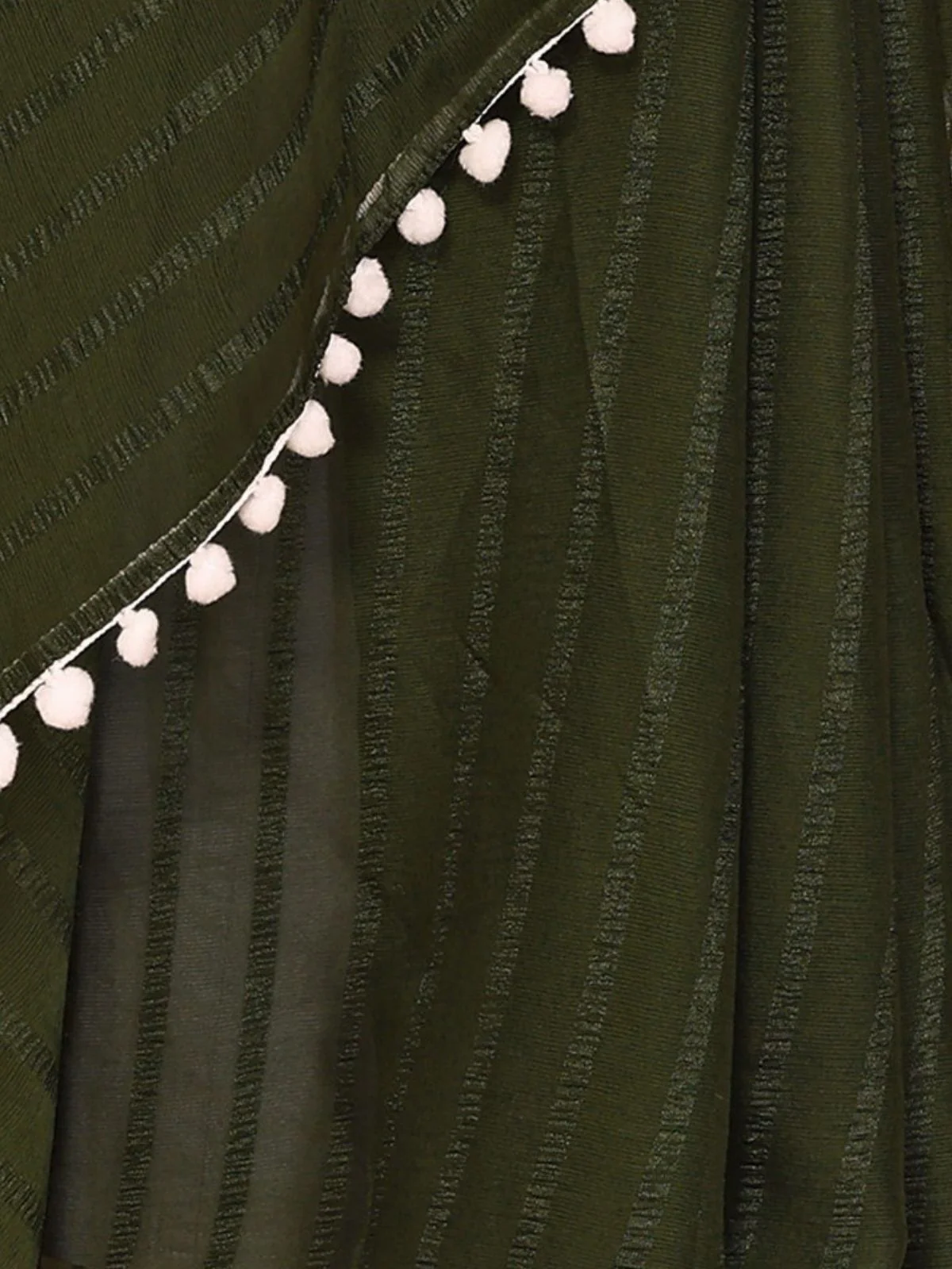 Odette Olive Green Georgette Plain Saree For Women - Image 5