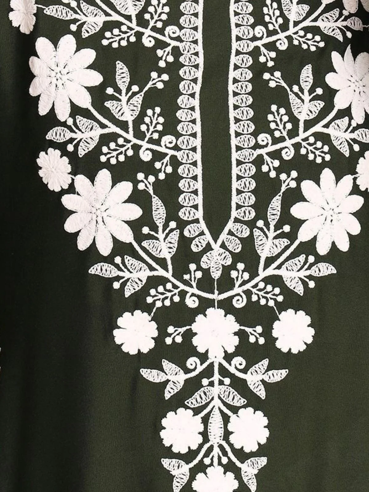 Odette Olive Green Rayon Embroidered Kurti For Women - Image 4