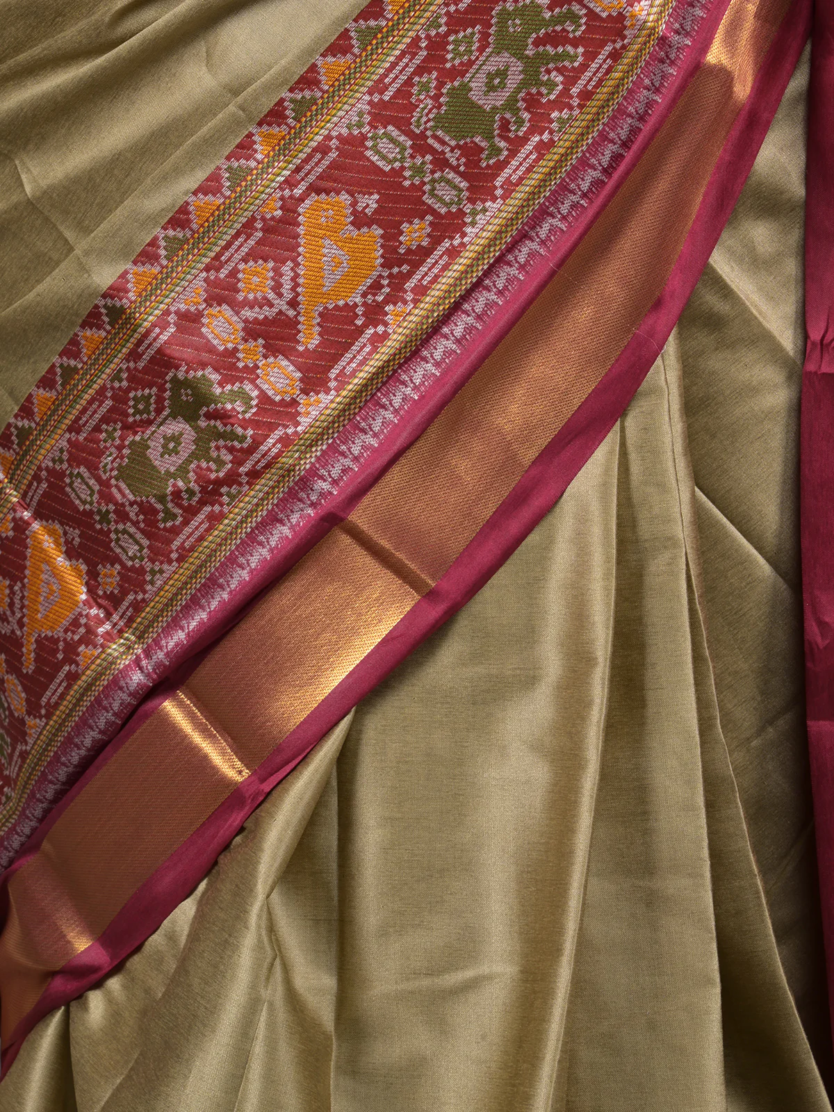 Odette Olive Green Silk Blend Woven Saree With Unstitched Blouse For Women - Image 5