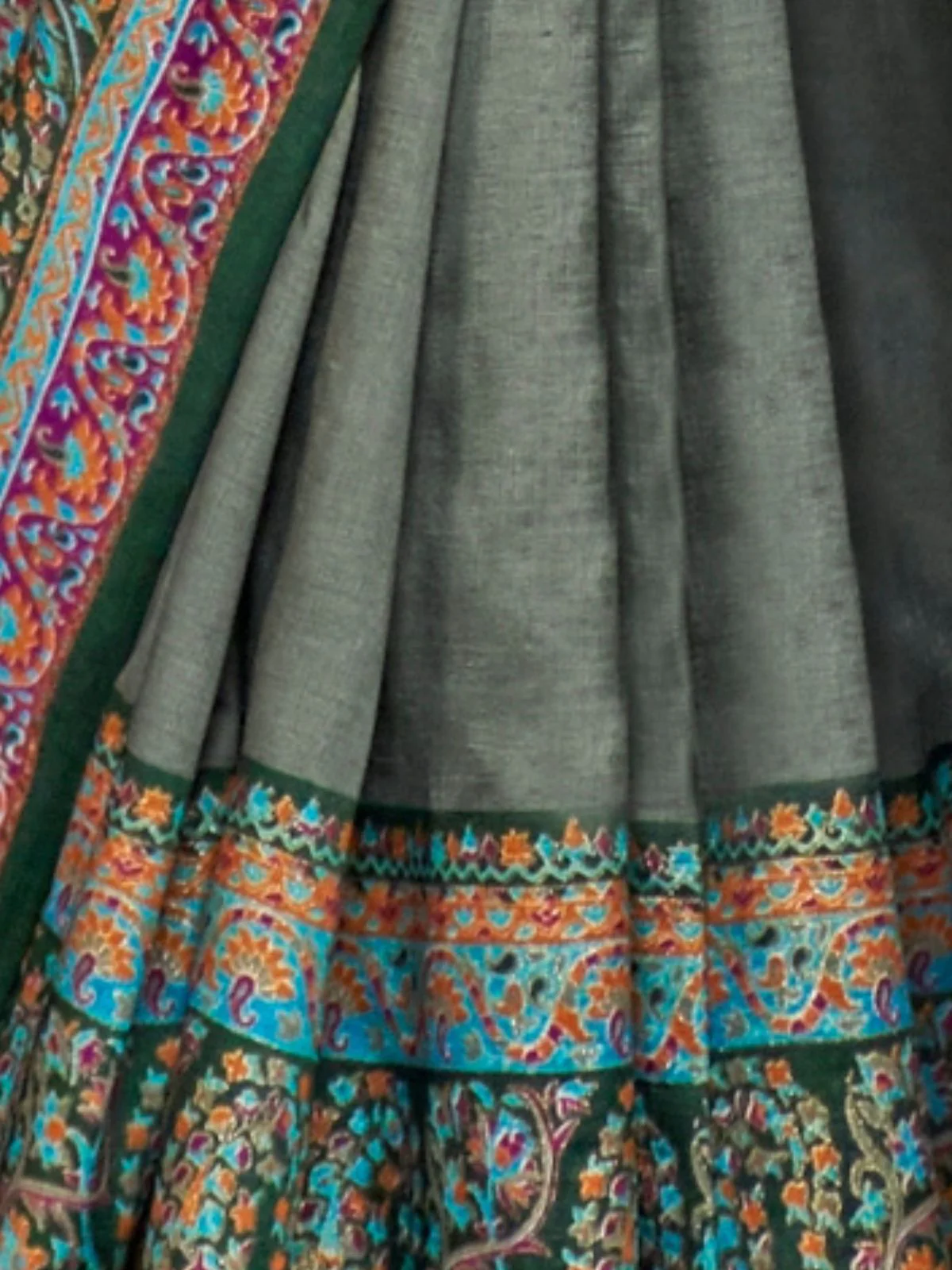 Odette Olive Green Silk Blend Woven Saree With Unstitched Blouse For Women - Image 3