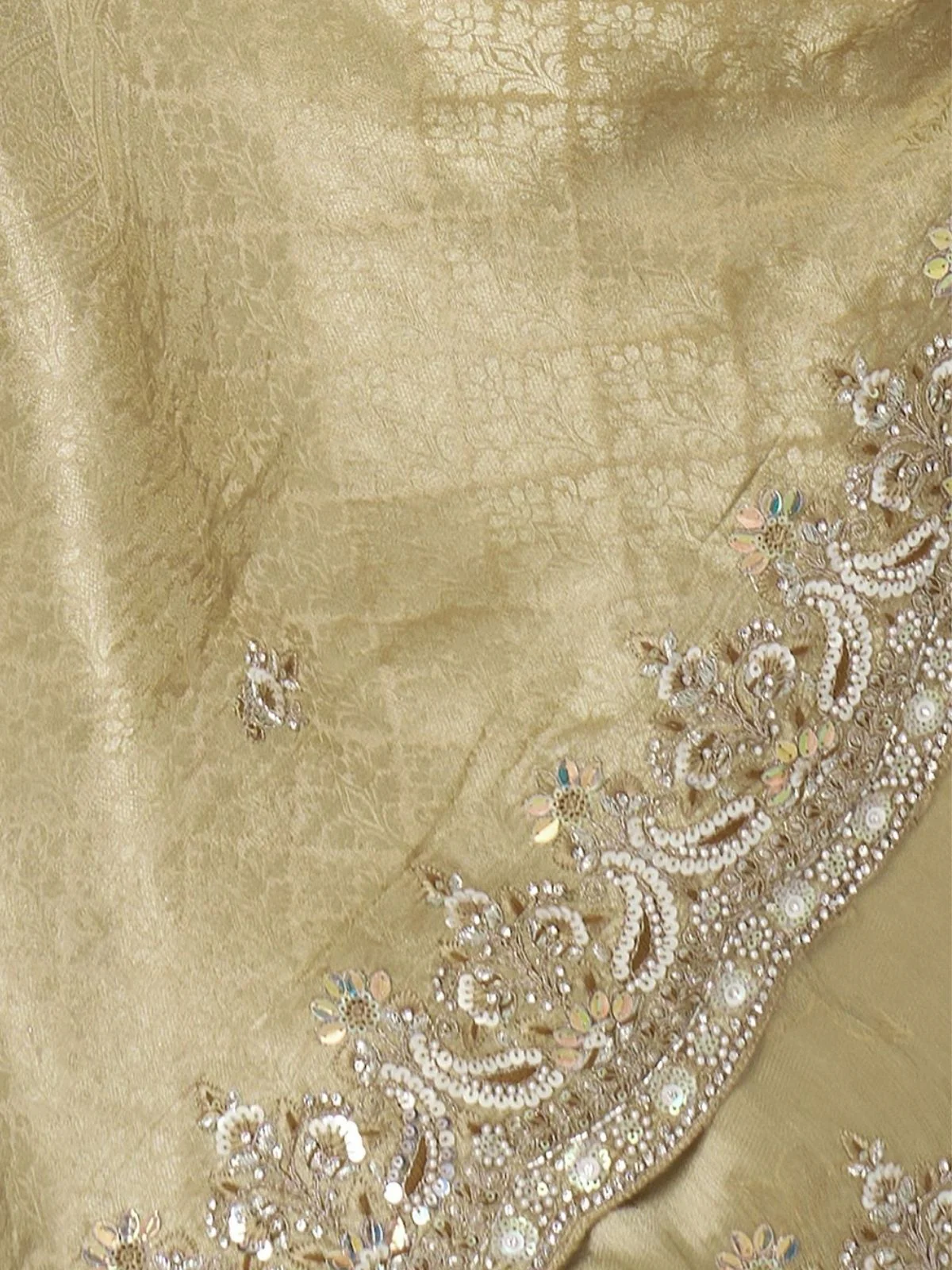 Odette Olive Viscose Silk Embellished Saree For Women - Image 5