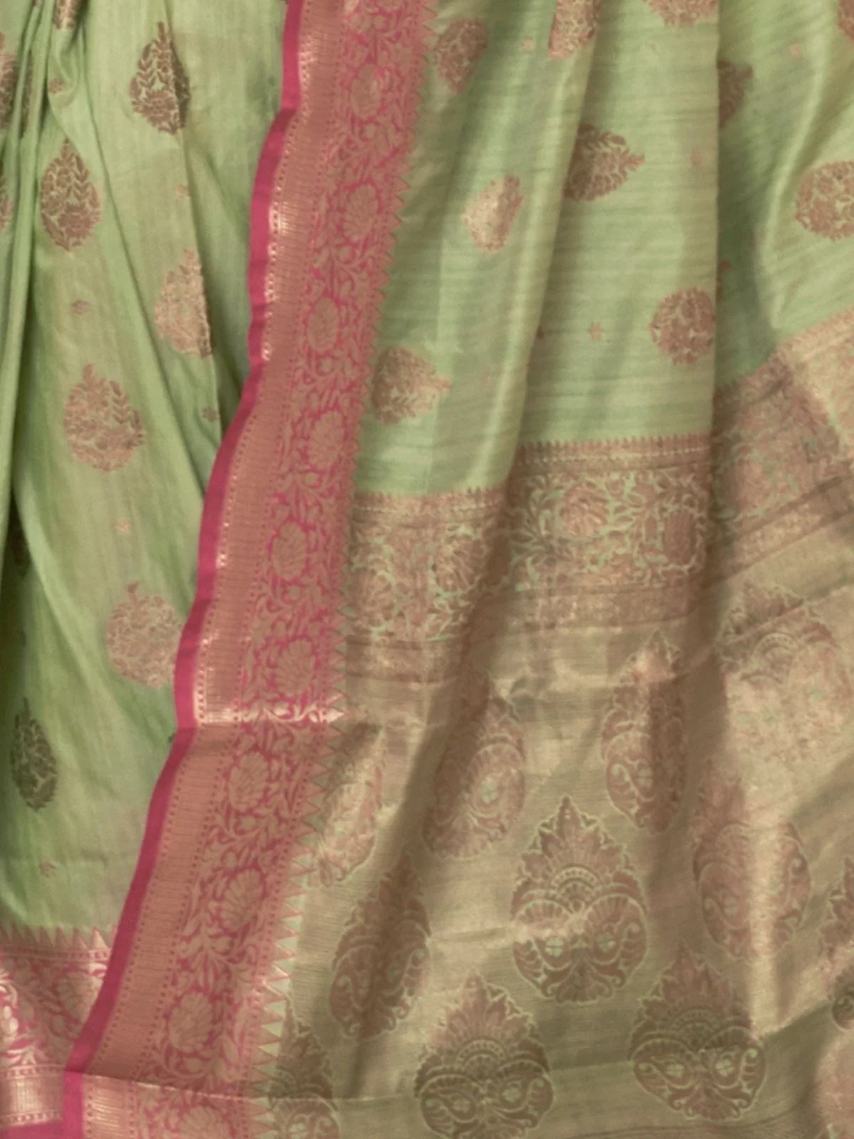 Odette Light Green Woven Design Silk Blend Saree With Unstitched Blouse For Women - Image 4