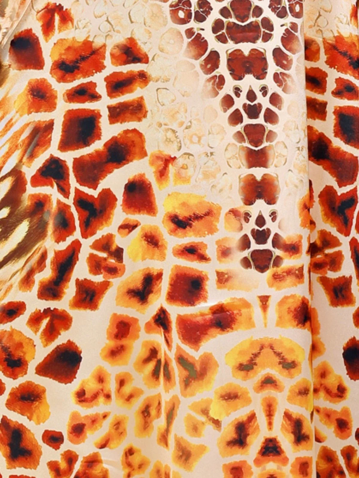 Odette Orange And Brown Satin Printed Kaftan For Women - Image 5