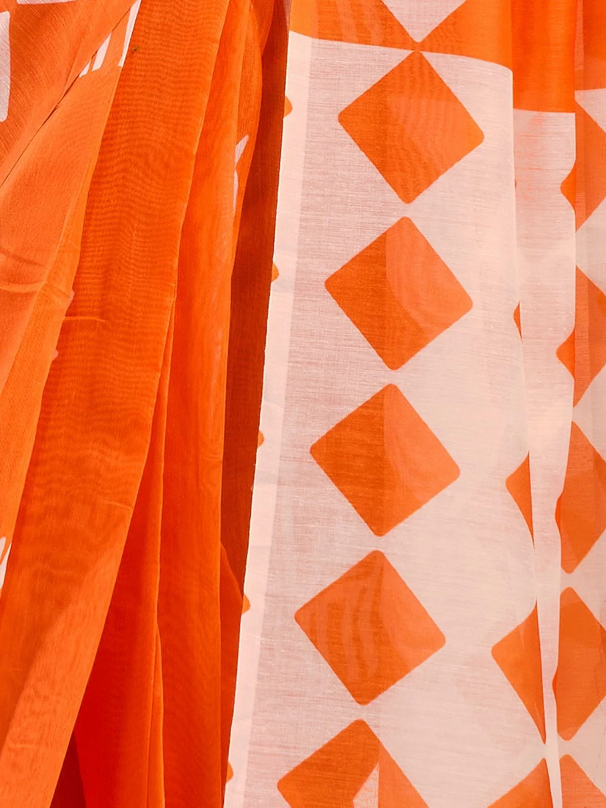 Odette Orange Cotton Linen Zari Work Saree For Women - Image 6