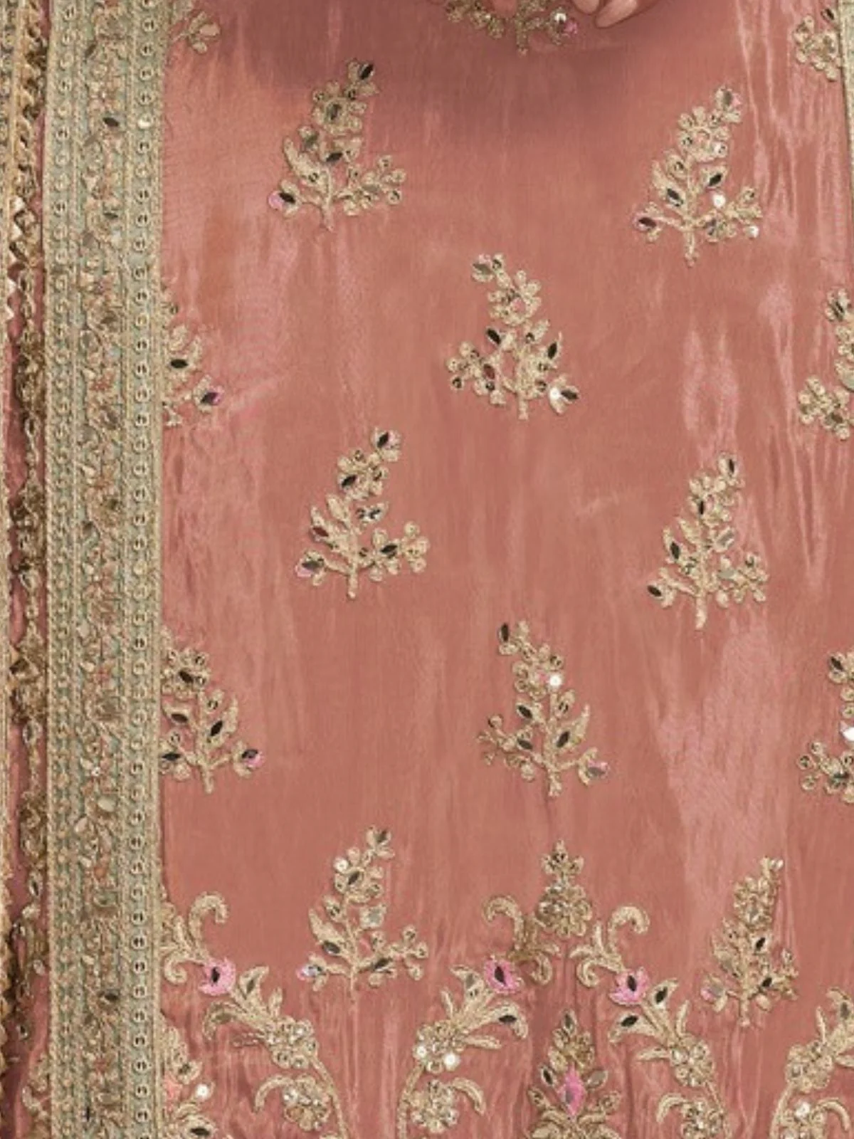 Odette Orange Embroided Silk Blend Semi-Stitched Kurta Set For Women - Image 3
