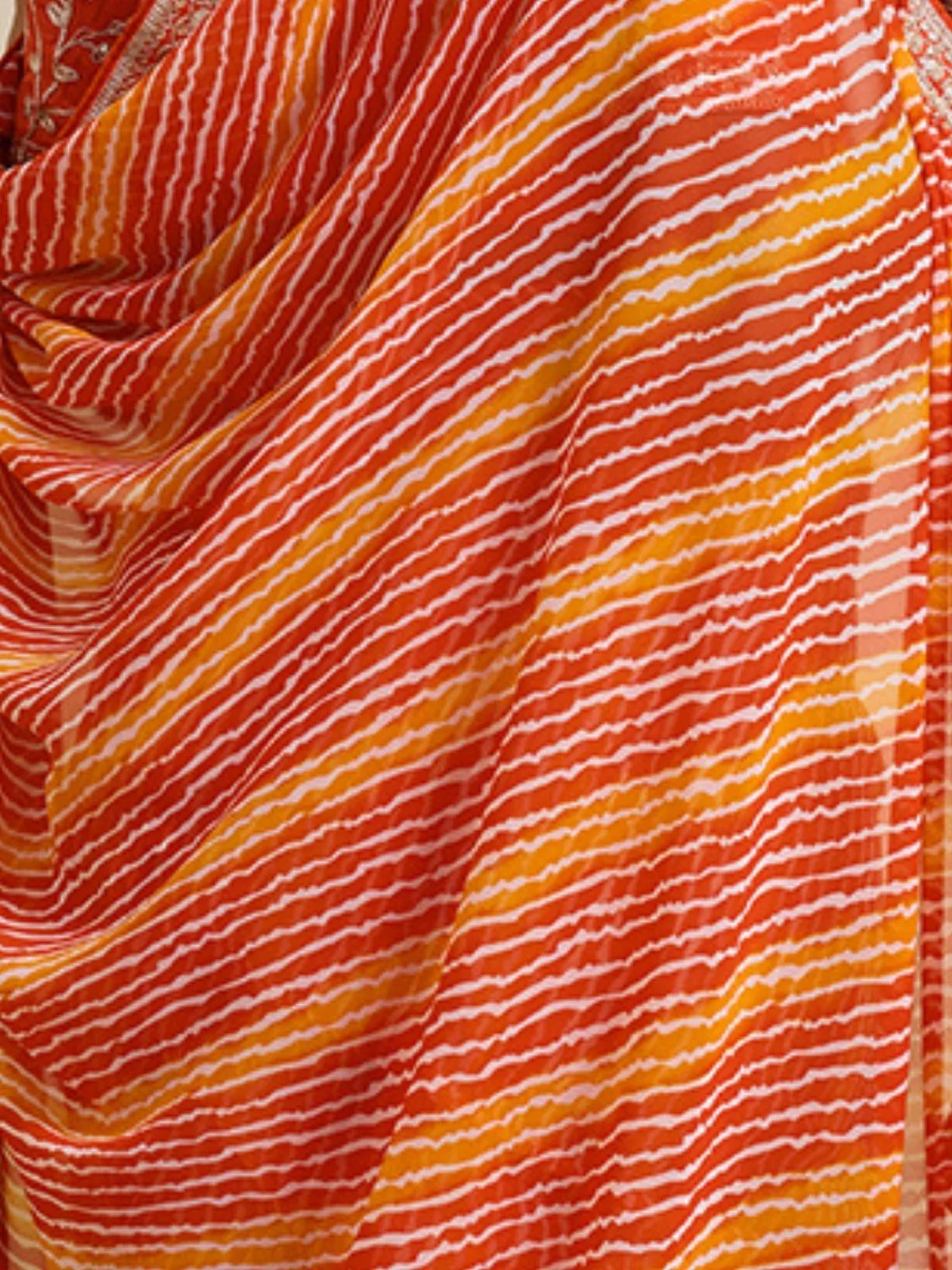 Odette Orange Georgette Printed Saree For Women - Image 5