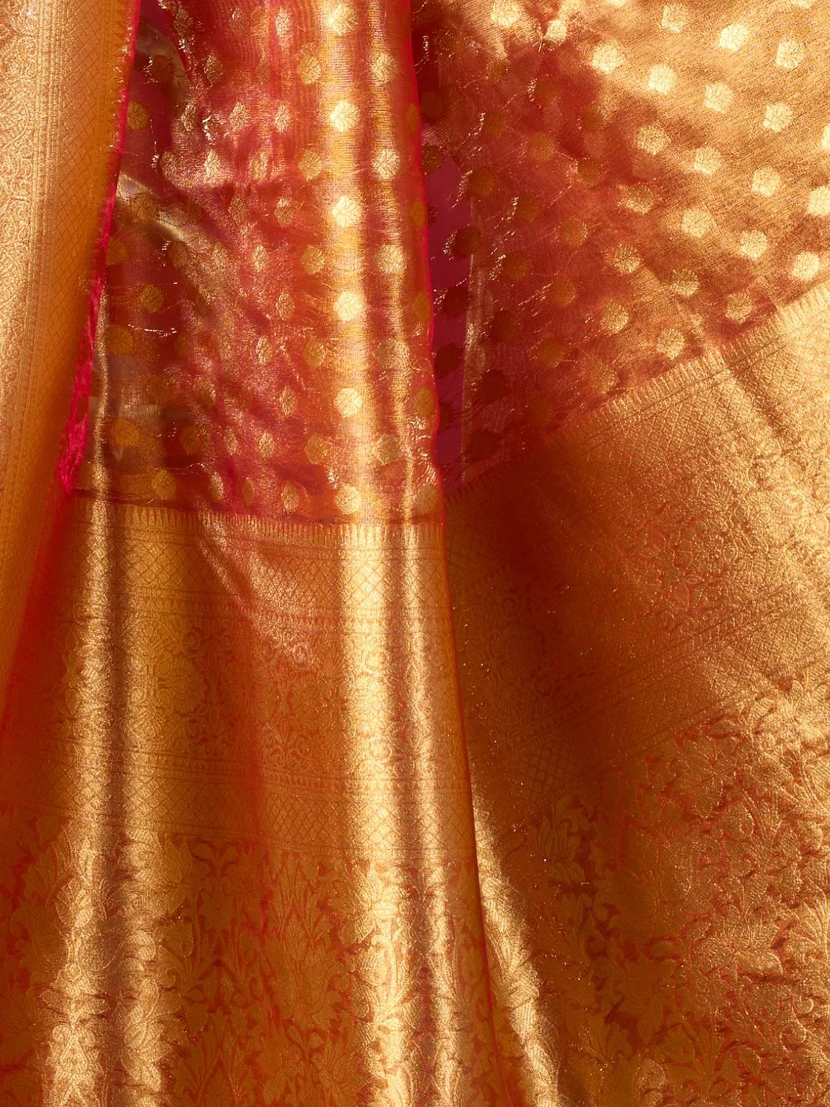 Odette Orange Silk Blend Woven Saree For Women - Image 6