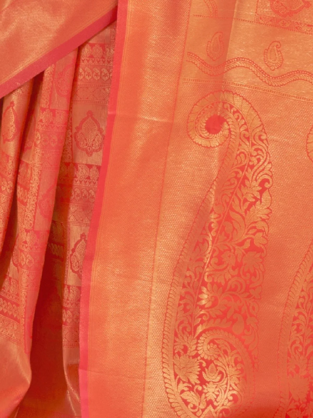 Odette Orange Silk Blend Woven Saree With Unstitched Blouse For Women - Image 3