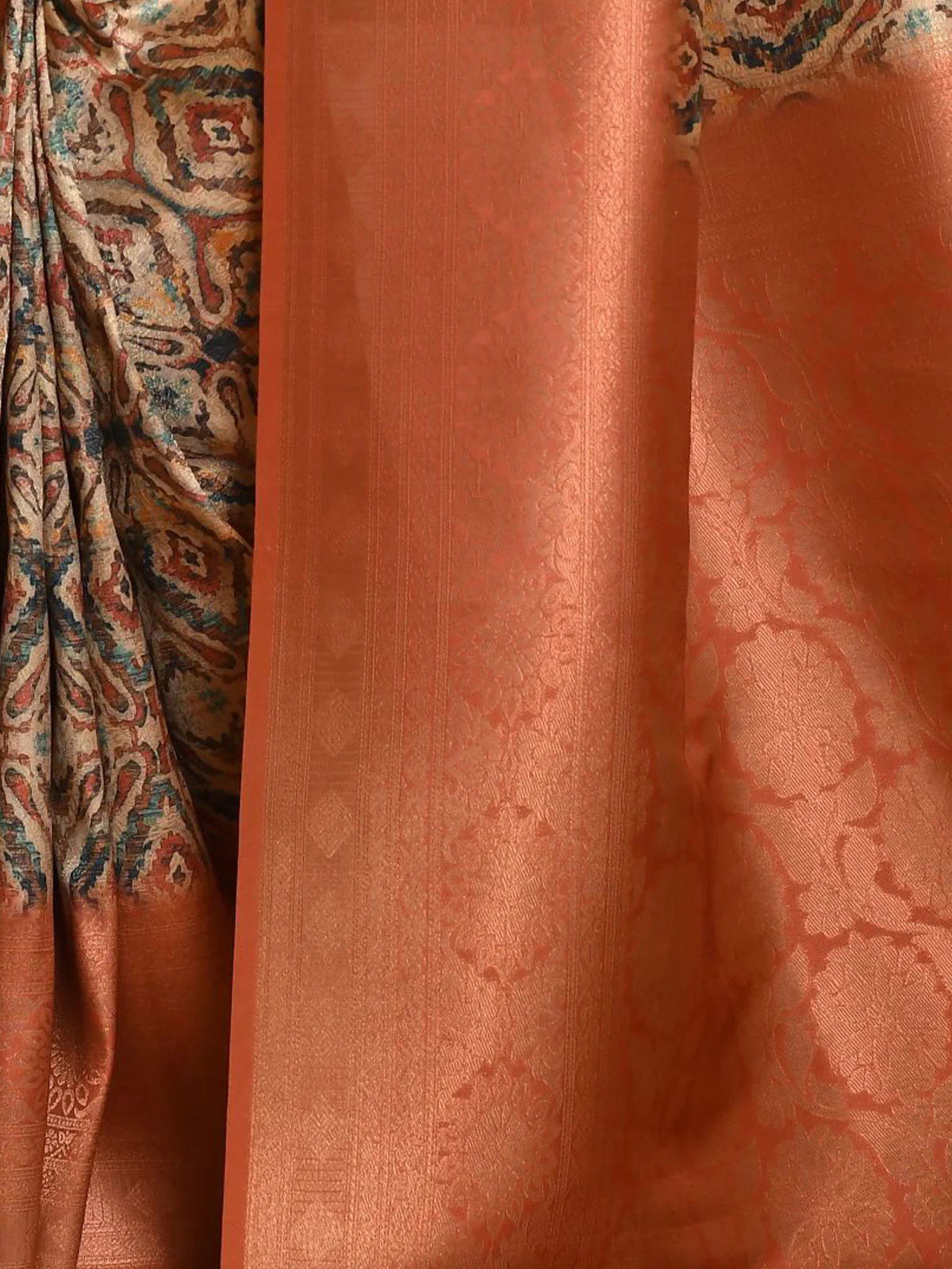 Odette Orange Soft Silk Woven Saree With Unstitched Blouse For Women - Image 4