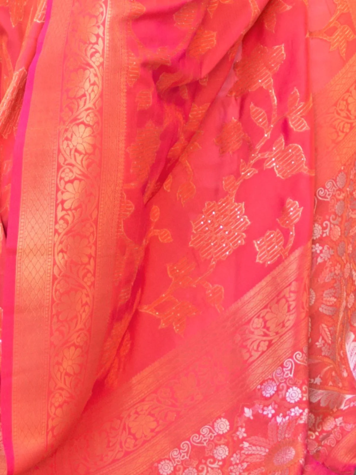 Odette Orange Woven Design Silk Blend Saree With Unstitched Blouse For Women - Image 4