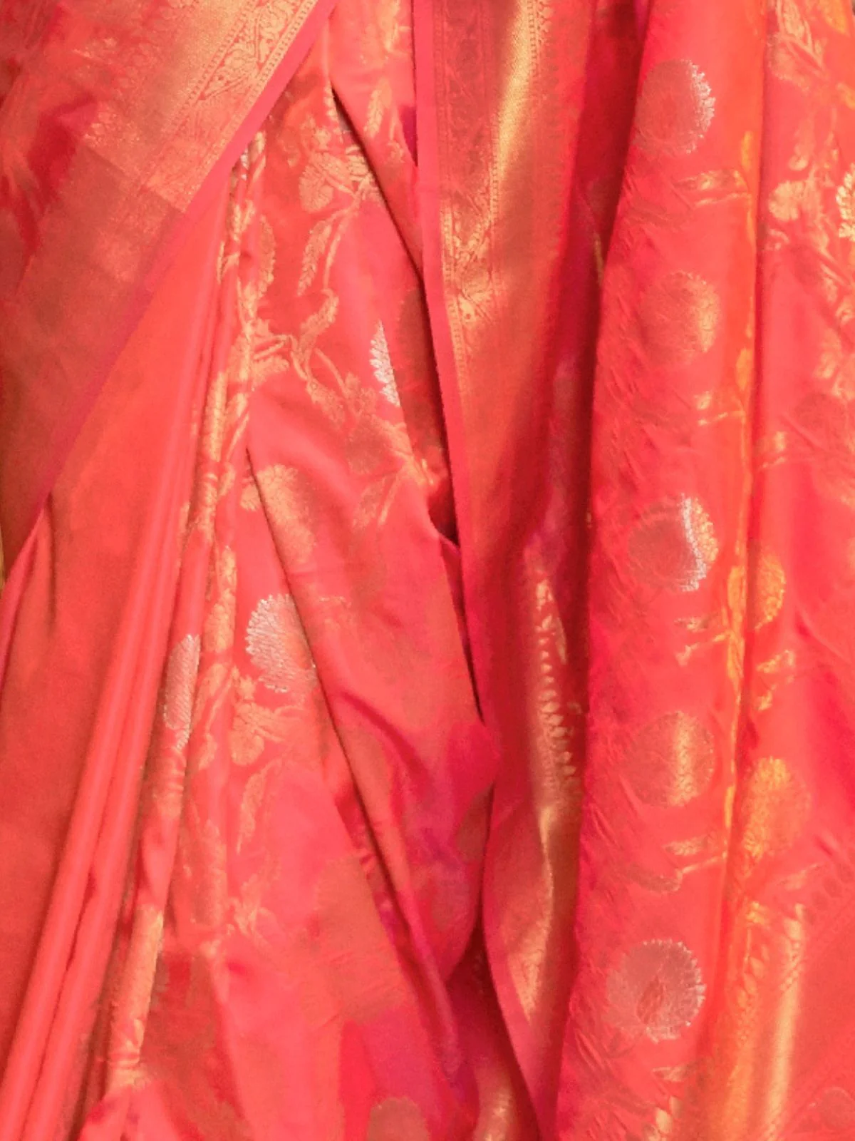 Odette Orange Woven Design Silk Blend Saree With Unstitched Blouse For Women - Image 4
