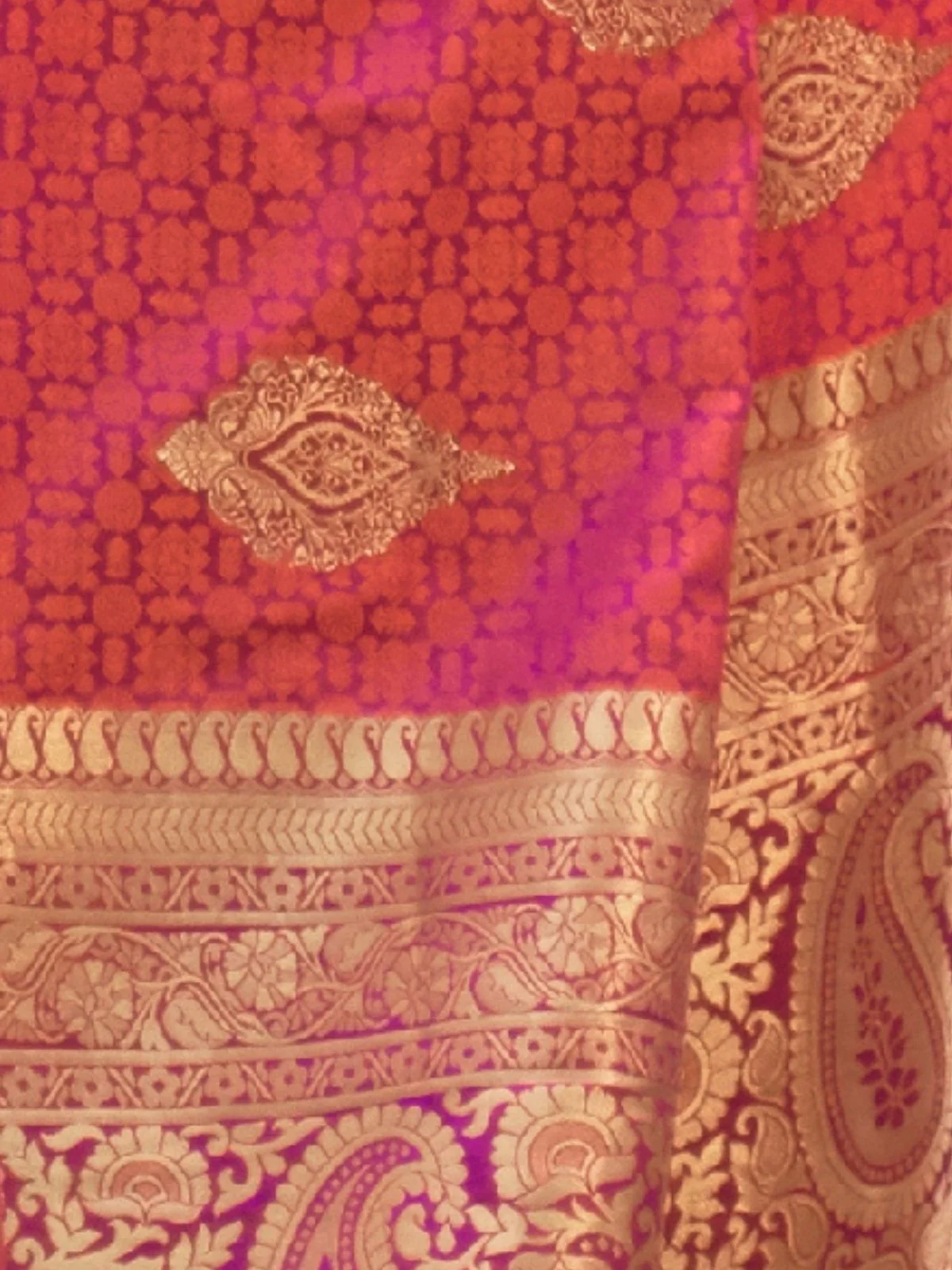 Odette Orange Woven Design Silk Blend Saree With Unstitched Blouse For Women - Image 4