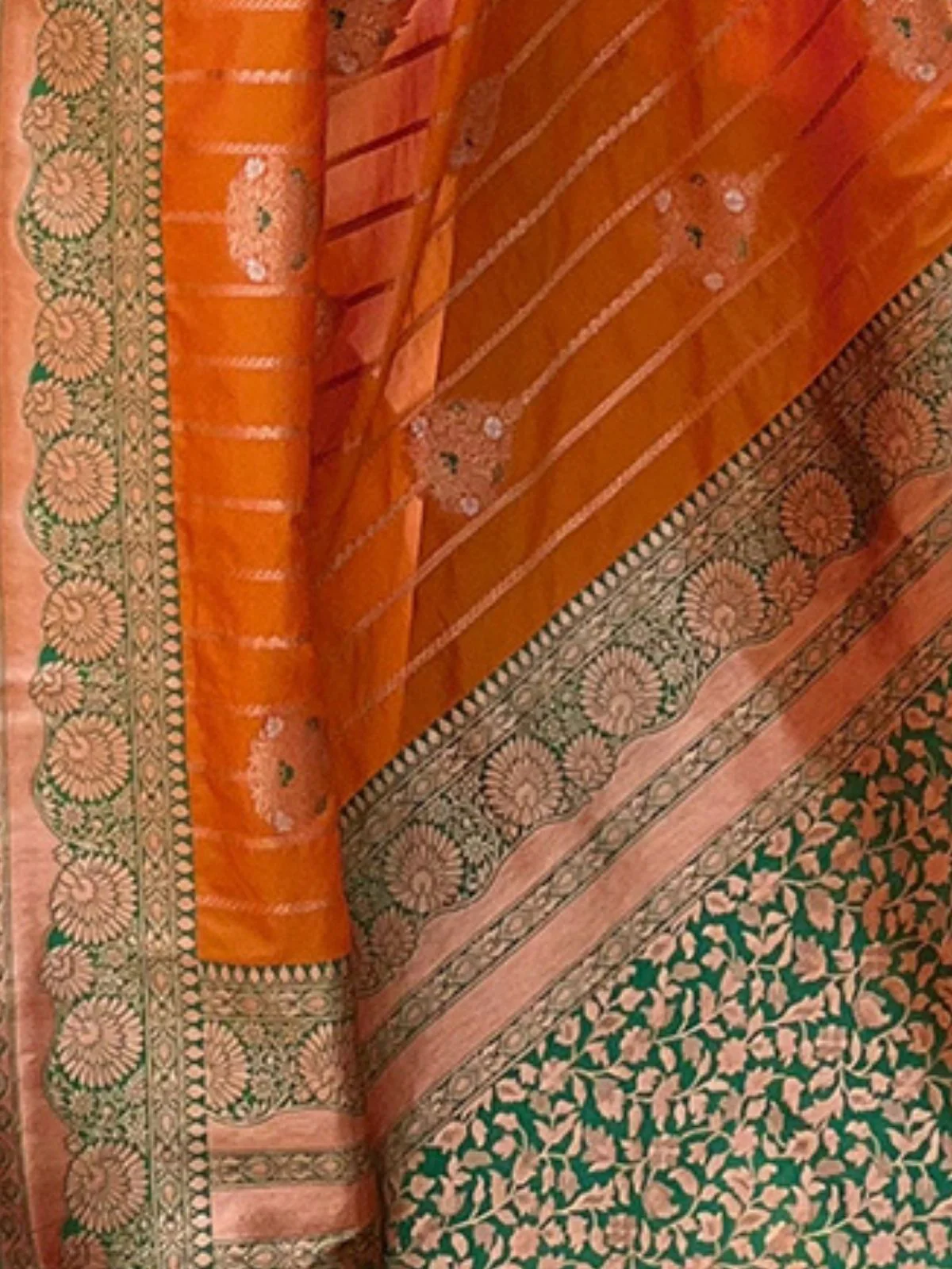 Odette Orange Woven Design Soft Silk Saree With Unstitched Blouse For Women - Image 4