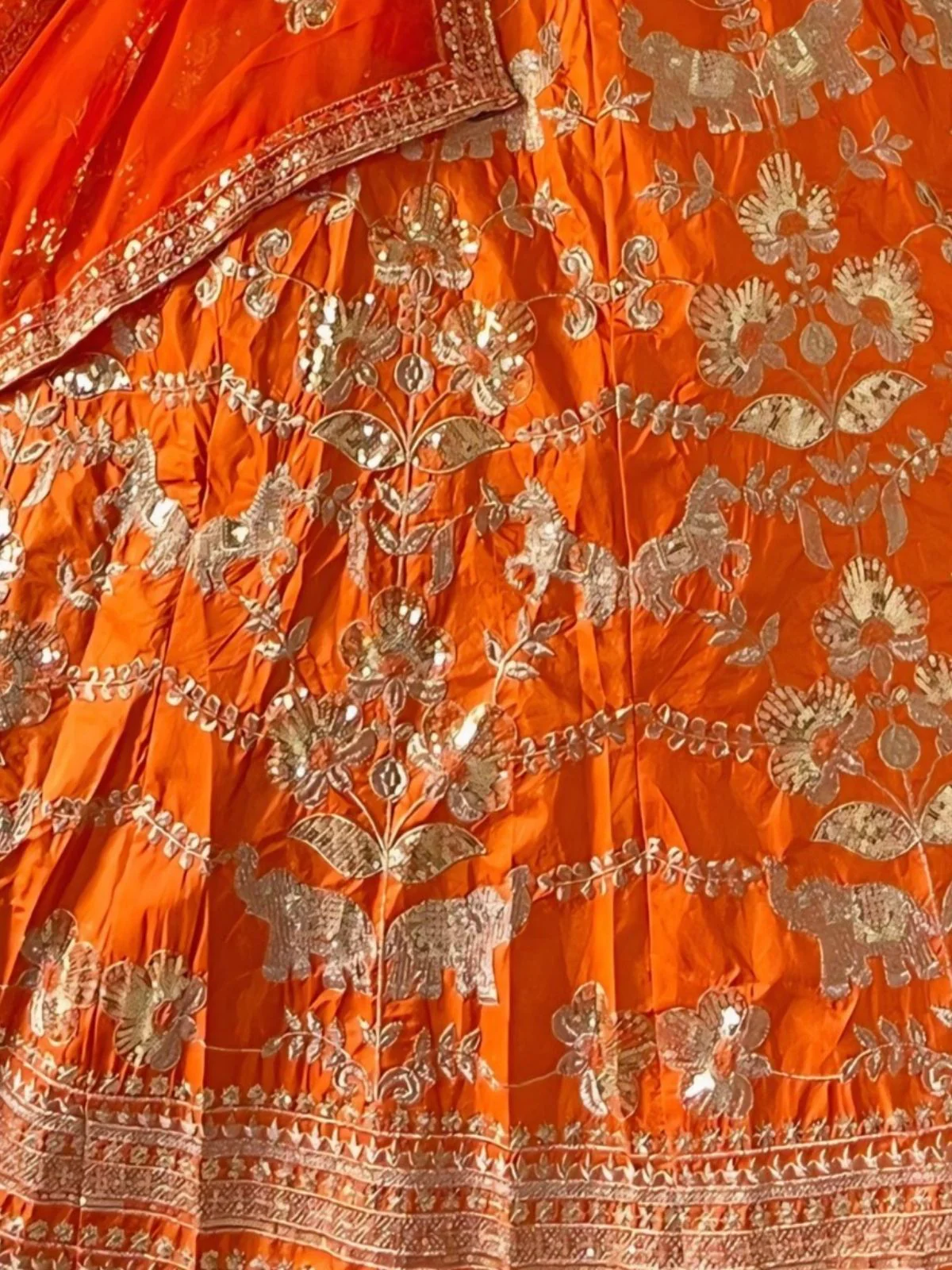 Odette Orangge Silk Blend Embellished Semi Stitched Lehenga For Women - Image 4