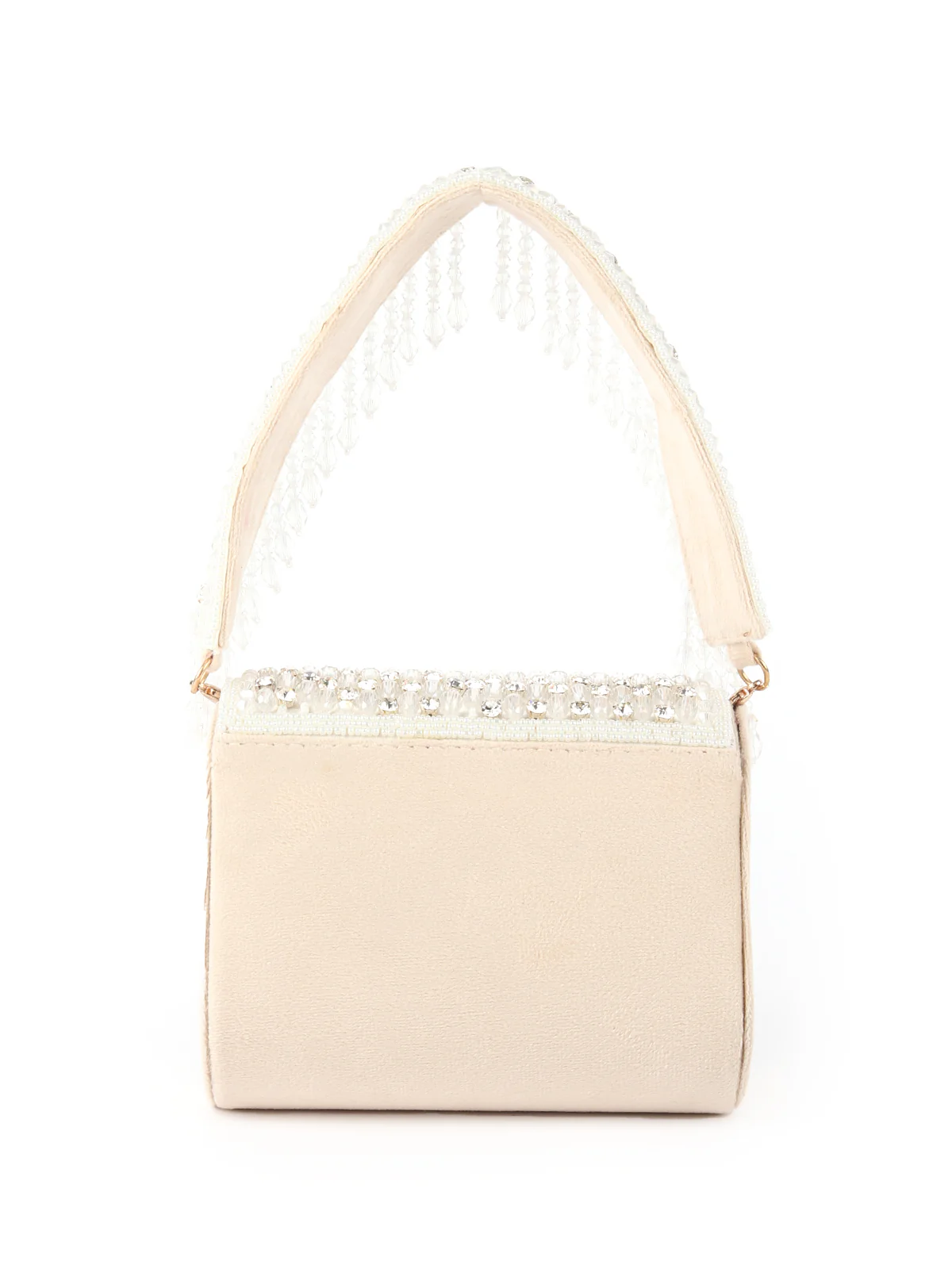 Odette Ornate Beige Embellished Clutch For Women - Image 5