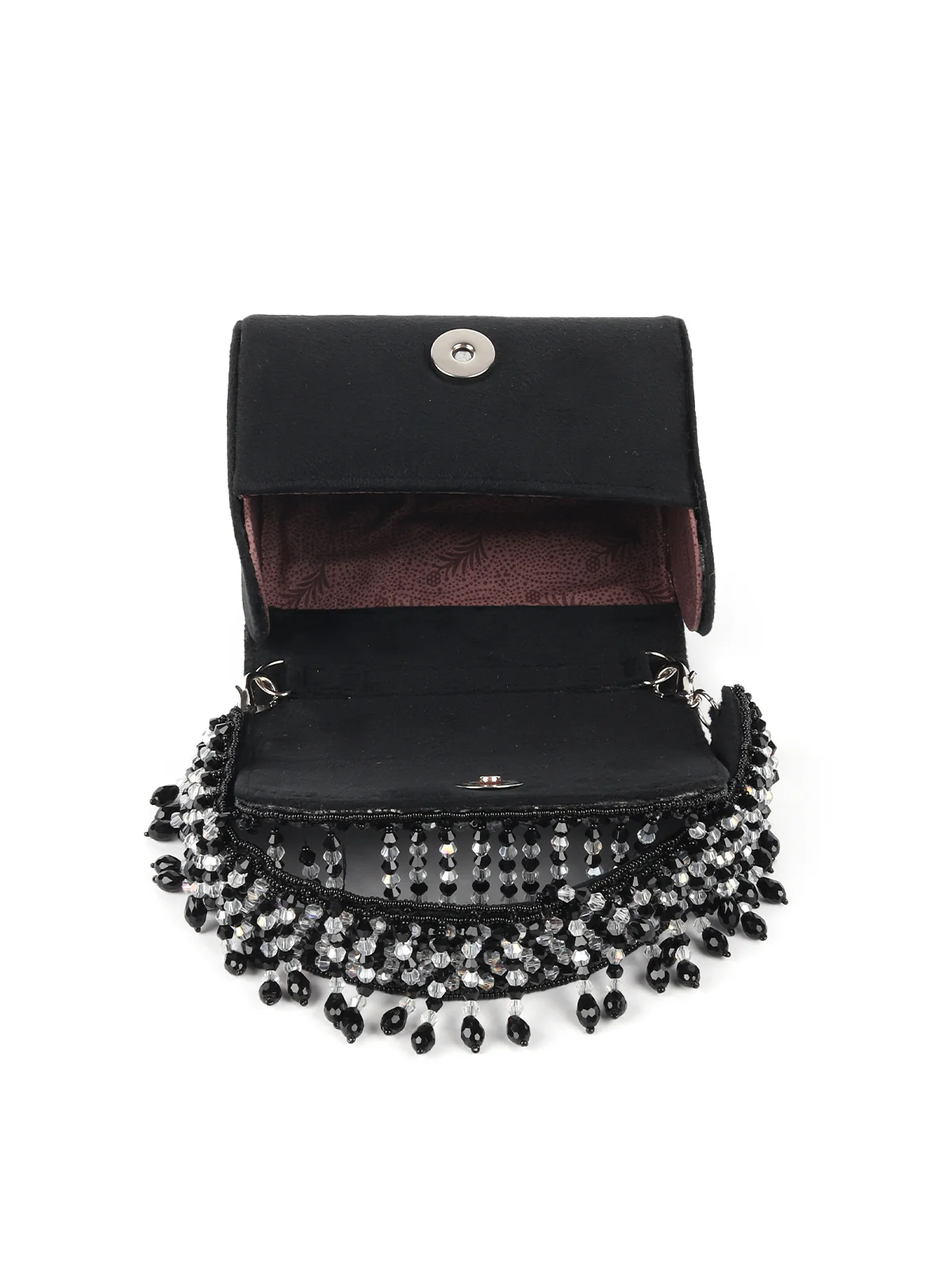 Odette Ornate Black Embroidered Clutch For Women - Image 6