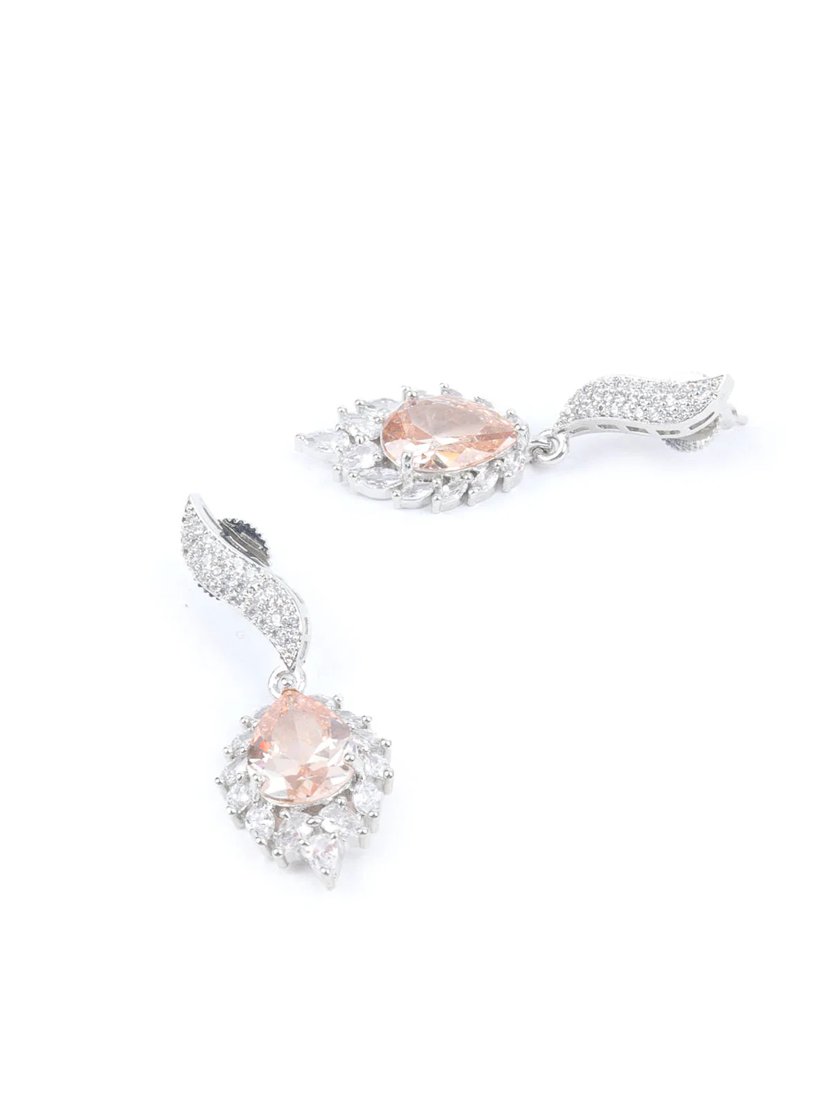 Odette Peach Alloy Embellished Jewellery Set For Women - Image 5