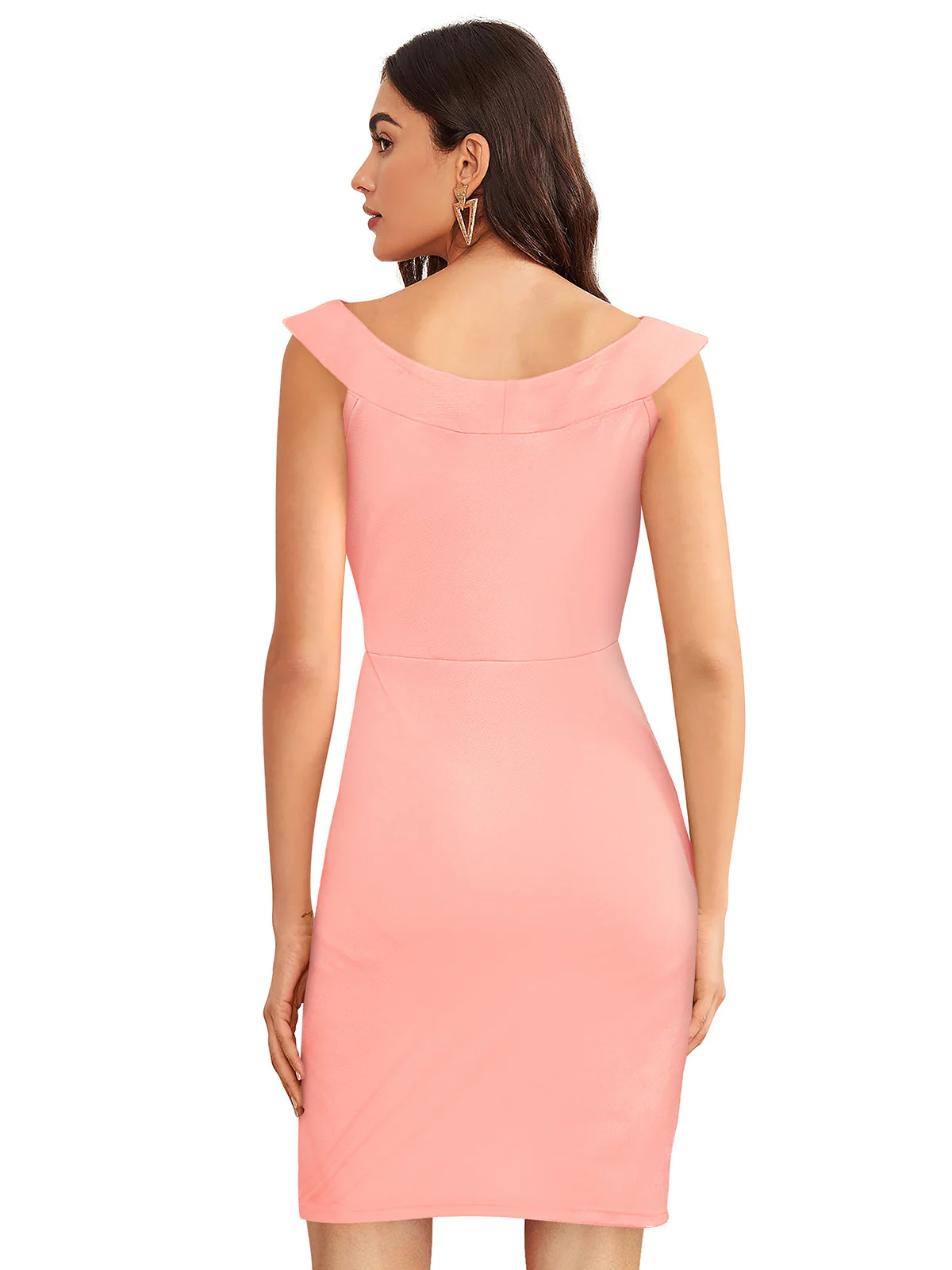 Odette Peach Knit Fabric Bodycon For Women - Image 3