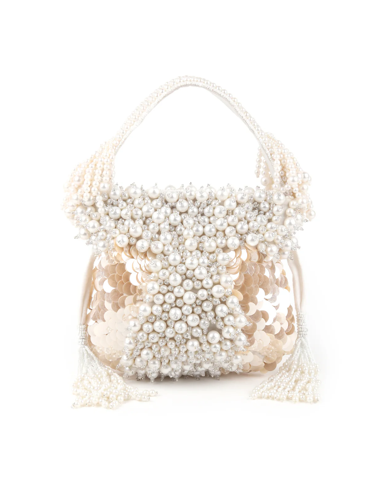 Odette White Embroidered Bridal Potli Bag For Women - Image 3