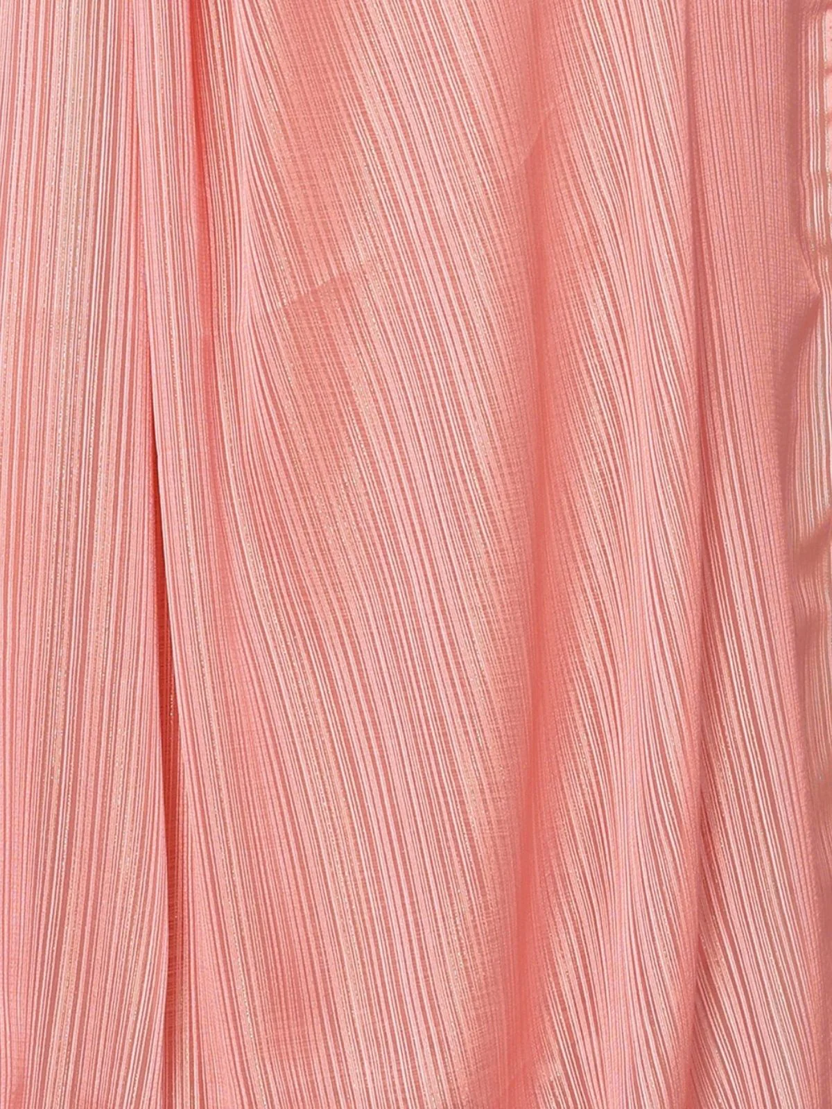 Odette Peach Georgette Plain Saree For Women - Image 5