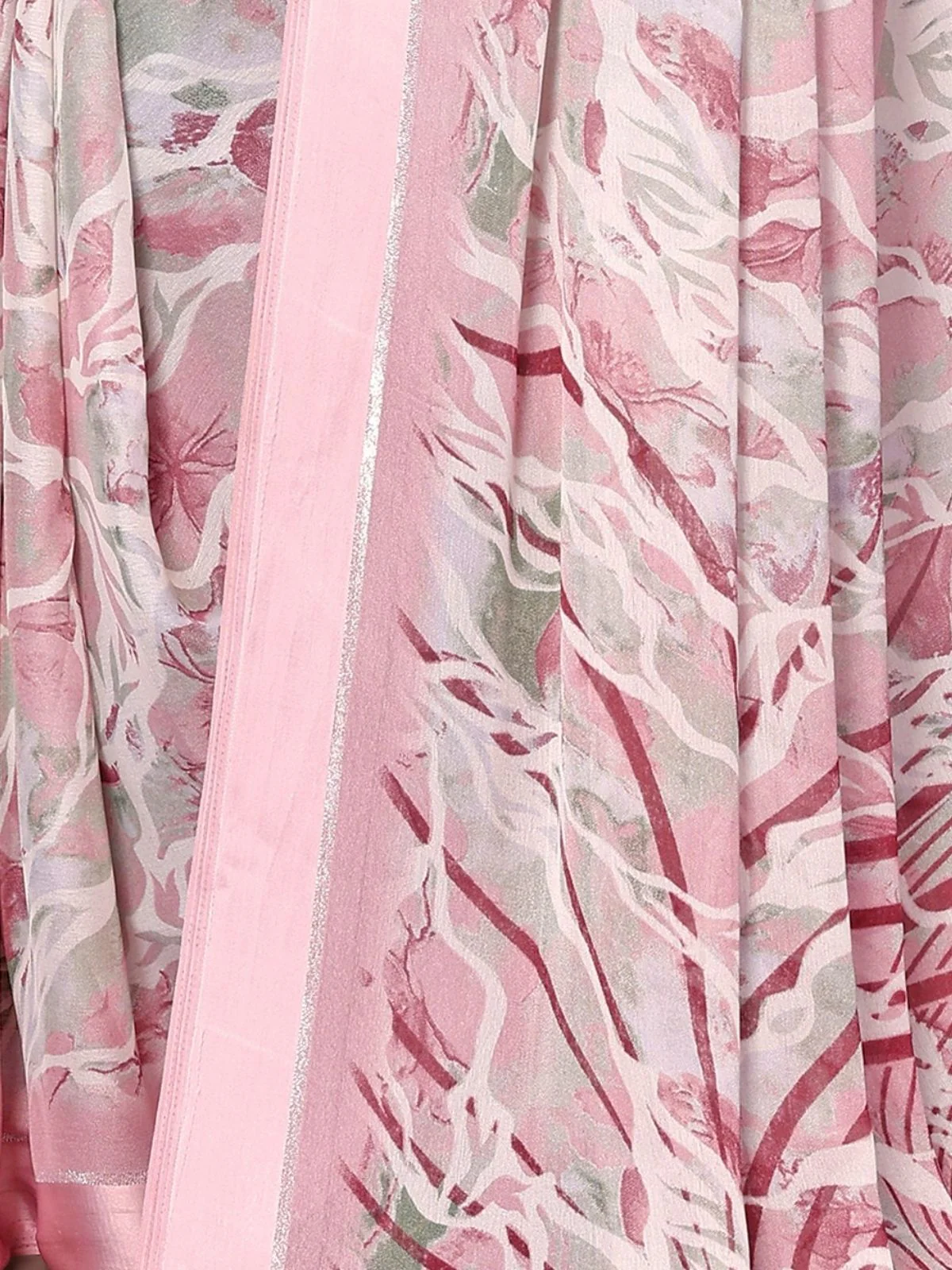 Odette Peach Georgette Printed Saree For Women - Image 5