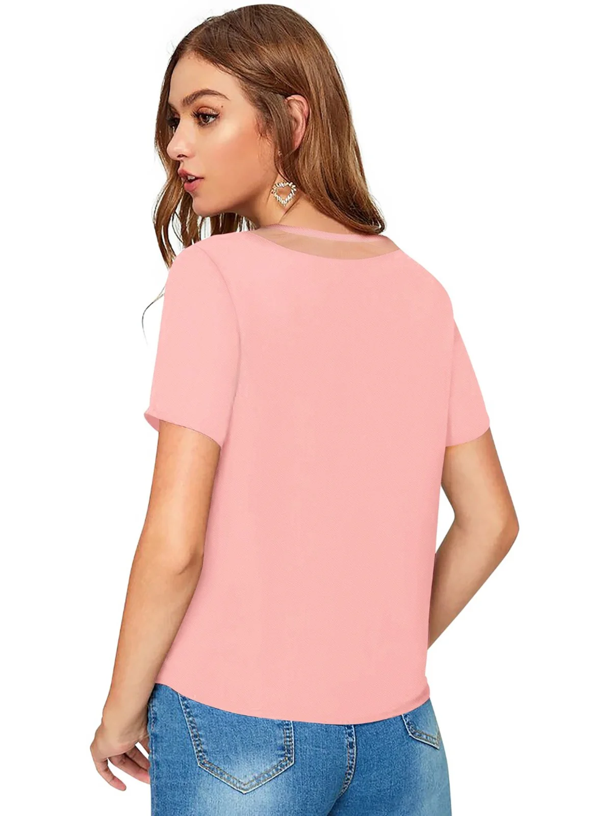 Odette Peach Knit Fabric Top For Women - Image 4