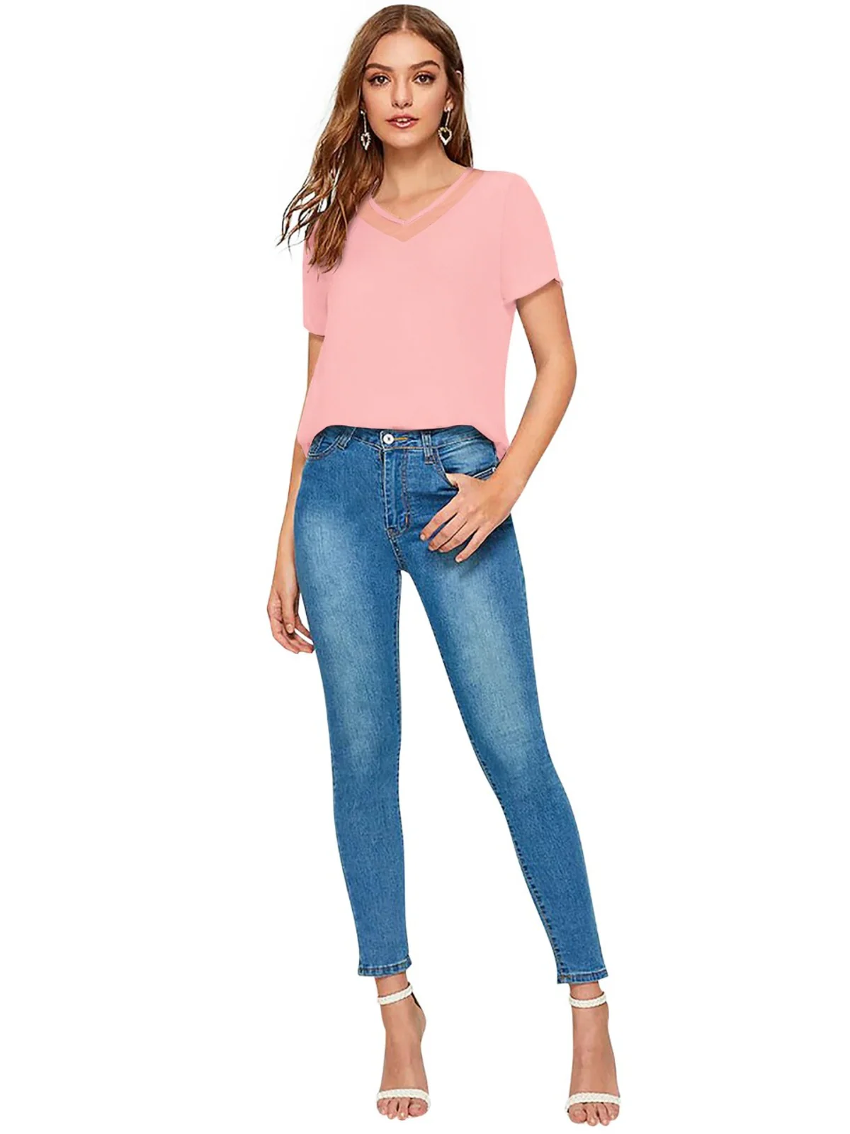 Odette Peach Knit Fabric Top For Women - Image 5