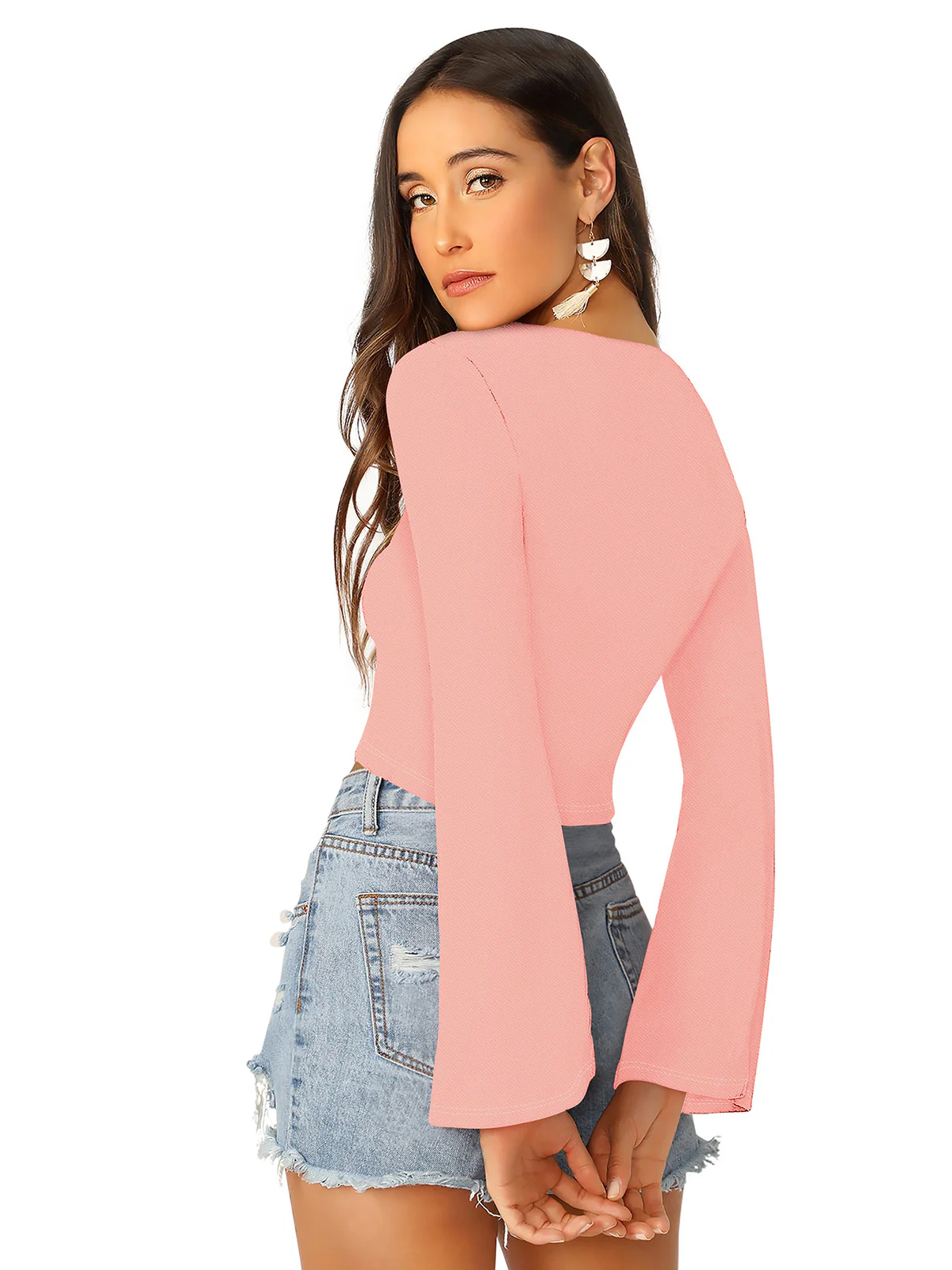 Odette Peach Knit Fabric Top For Women - Image 5
