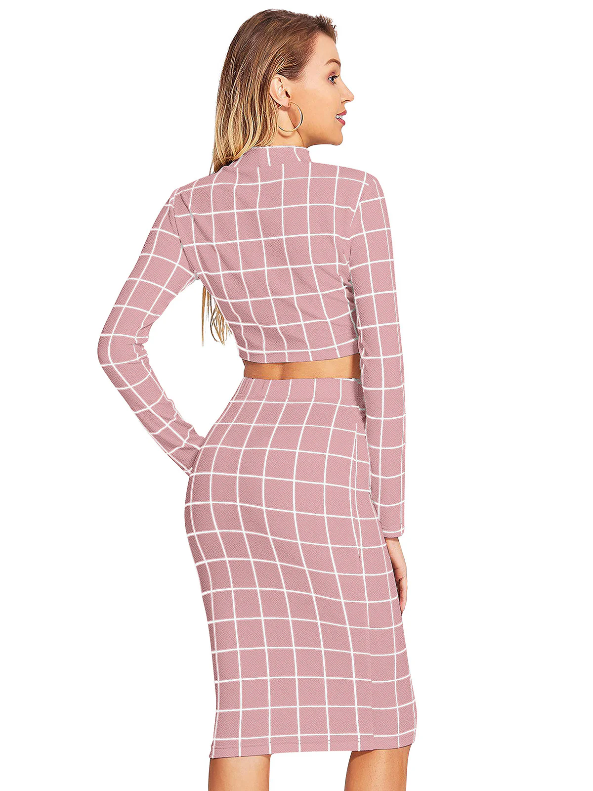 Odette Light Pink Knit Fabric Stitched Co Ord Set For Women - Image 4