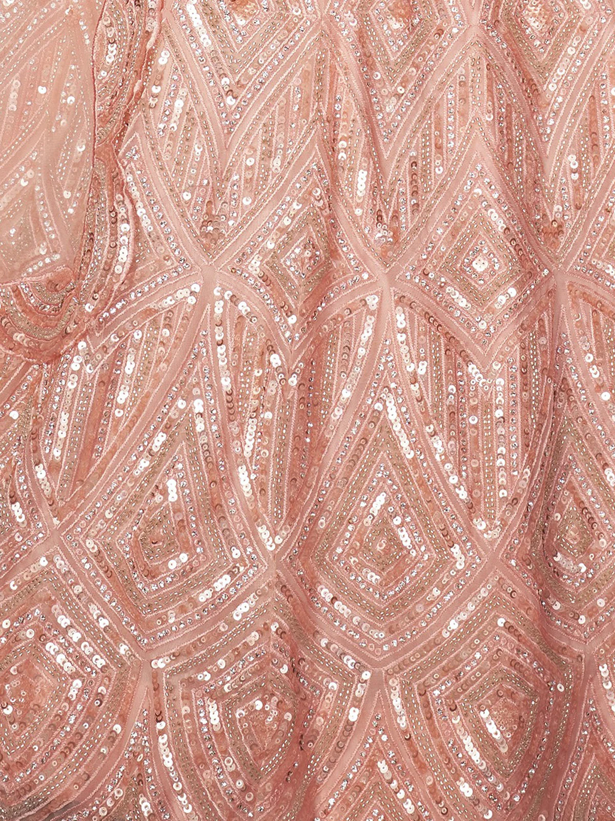 Odette Peach Net Embellished Semi Stitched Lehenga With Unstitched Blouse for Women - Image 5