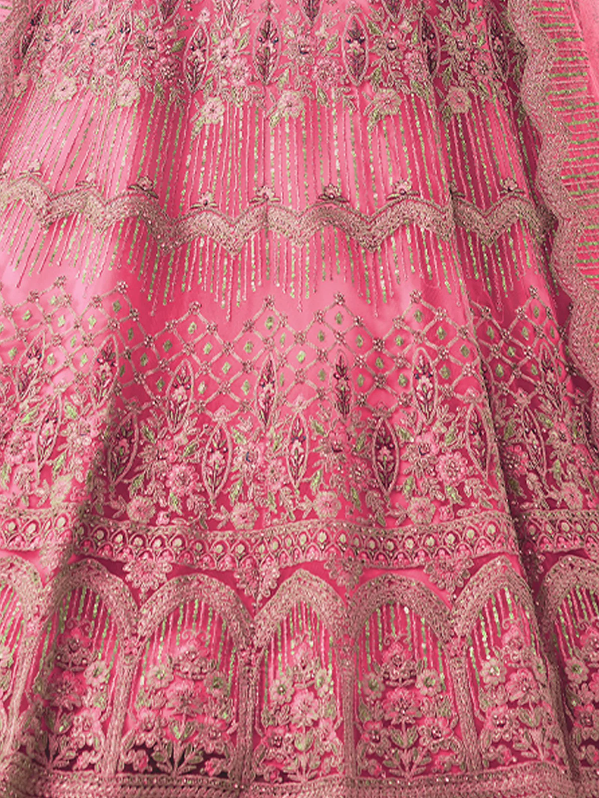 Odette Pink Net Embroidered Semi Stitched Lehenga With Unstitched Blouse for Women - Image 5