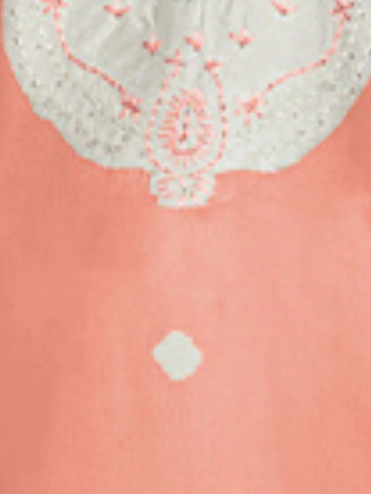 Odette Peach Organza Embroidered Semi-Stitched Kurta Set For Women - Image 3