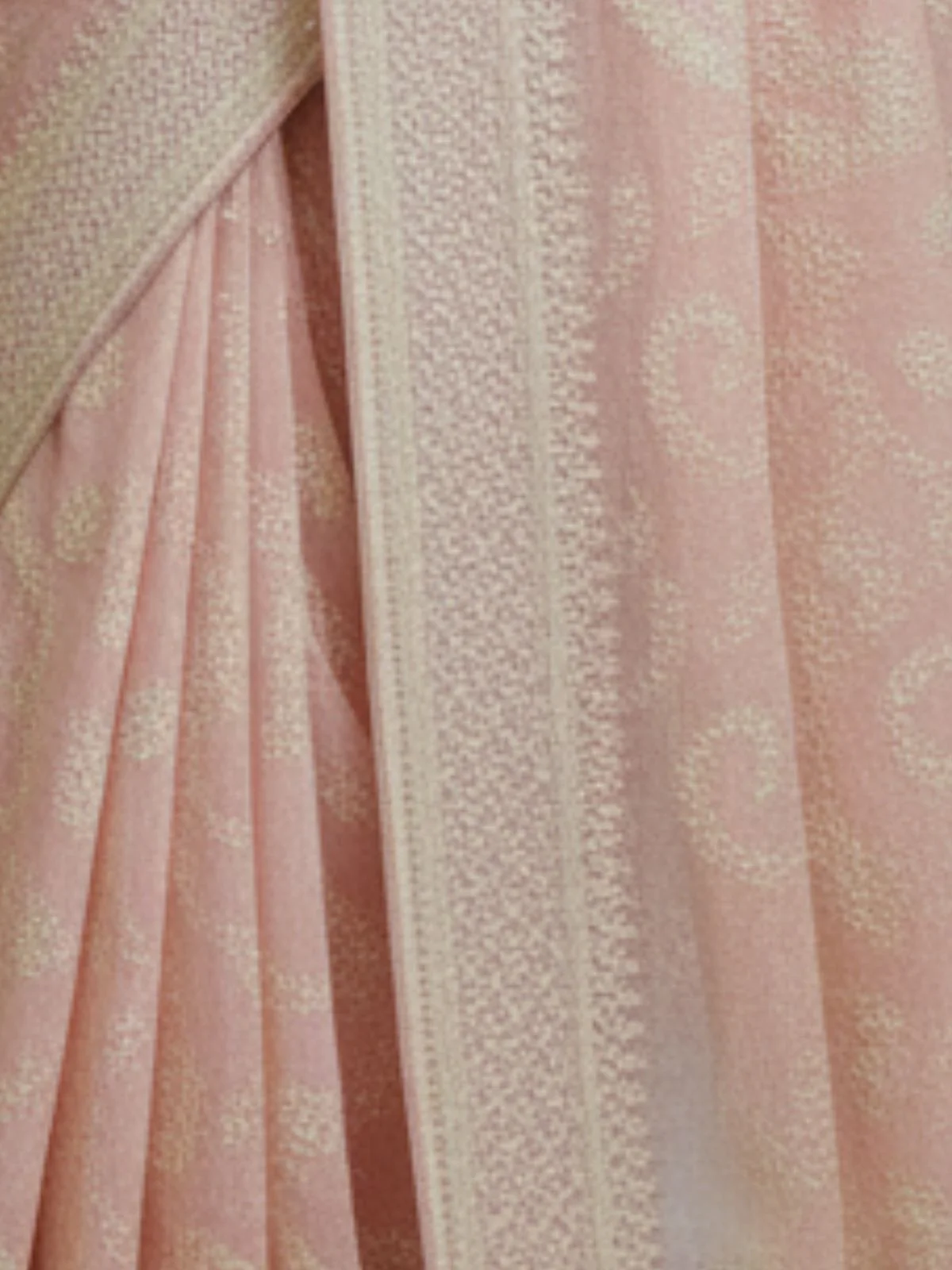 Odette Peach Organza Embroidered Solid Saree For Women - Image 4